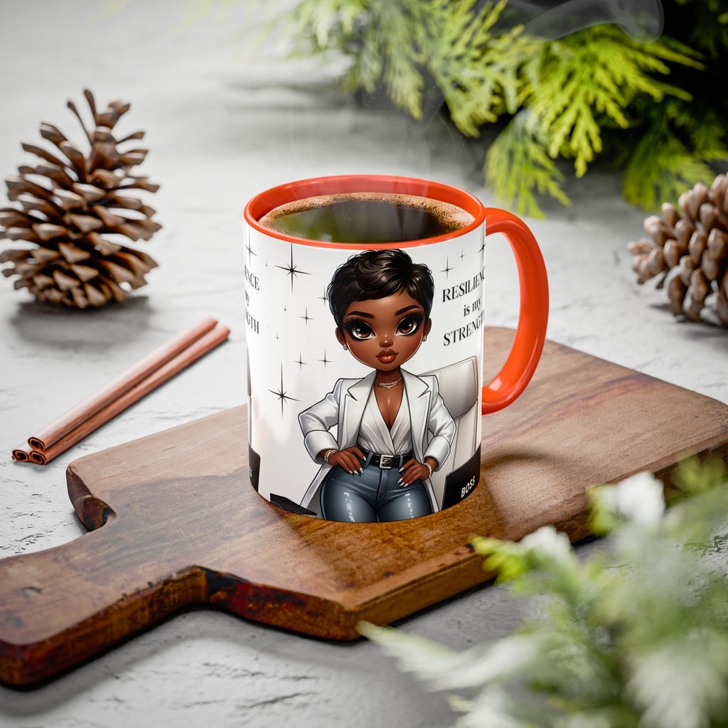 Motivational Black Boss Mug — “Resilience Is My Strength” Coffee Cup (11oz/15oz)