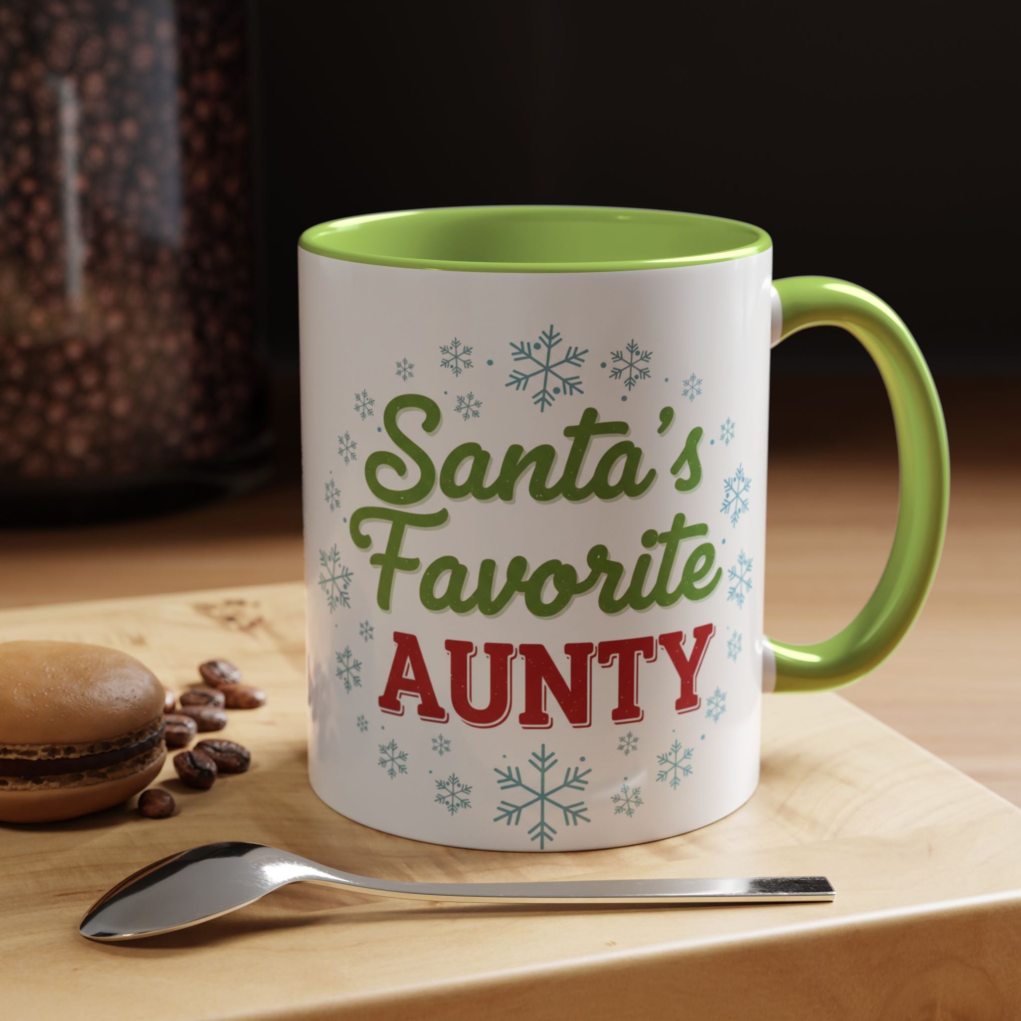 Santa's Favorite Aunty Accent Coffee Mug – Holiday Christmas Gift (11/15oz)