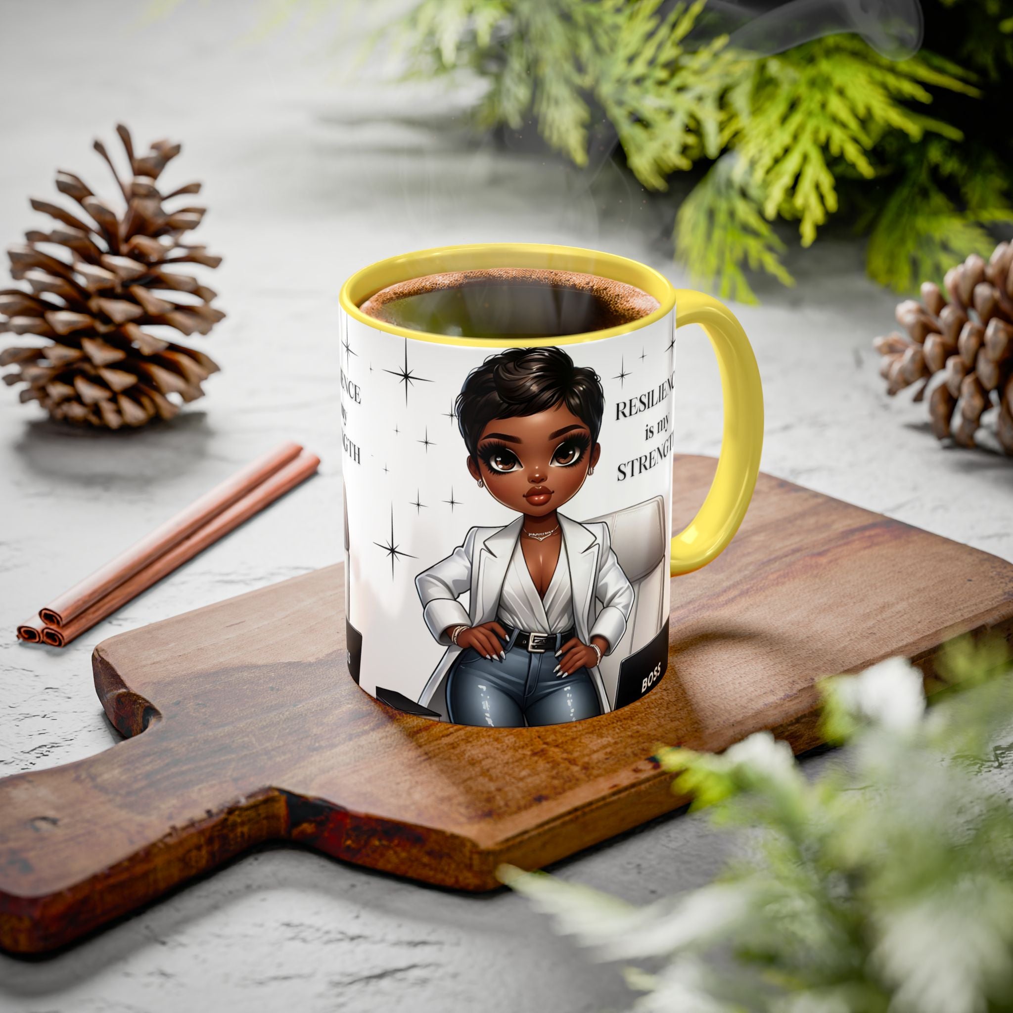 Motivational Black Boss Mug — “Resilience Is My Strength” Coffee Cup (11oz/15oz)