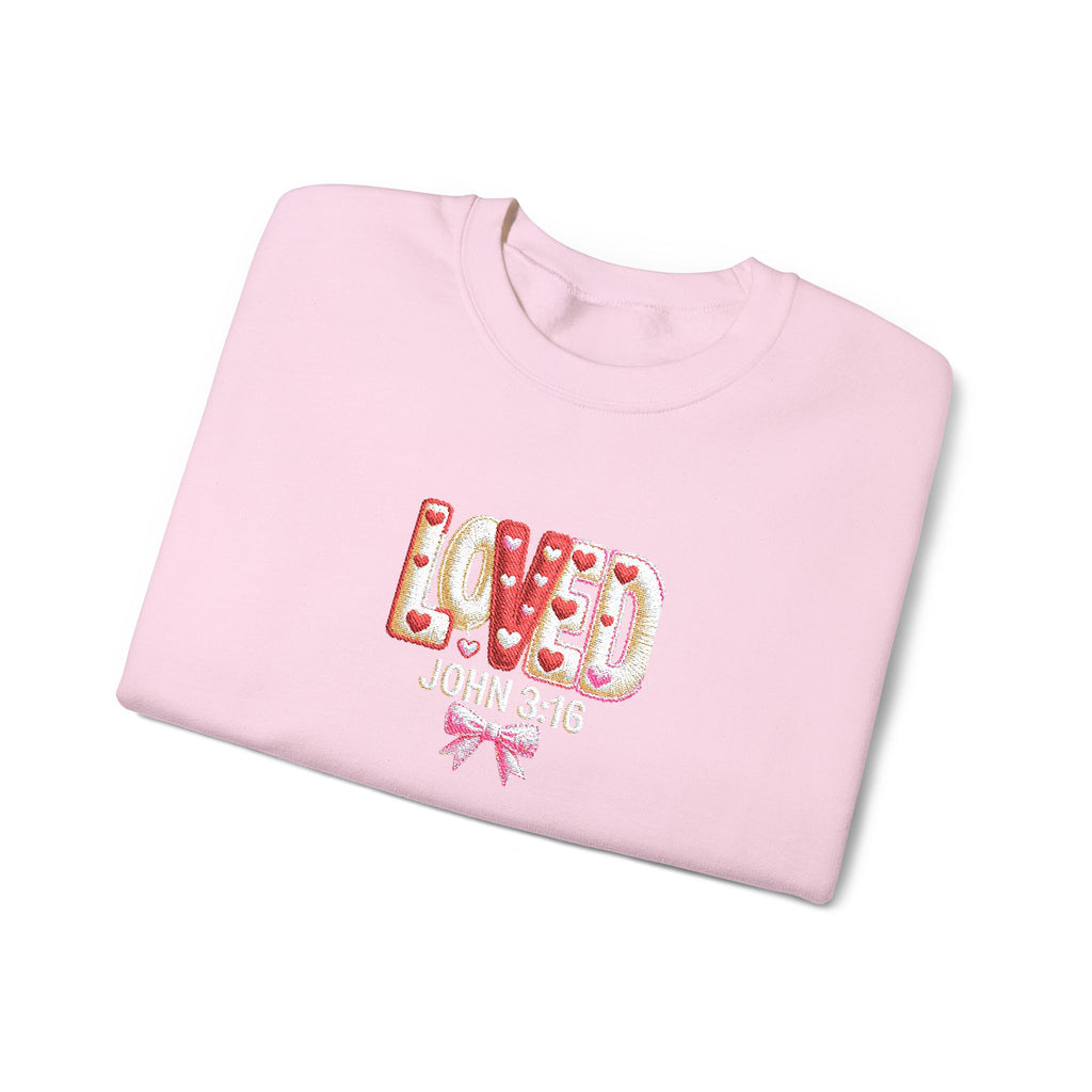 John 3:16 'Loved' Crewneck Sweatshirt — Christian Faith Graphic Sweatshirt