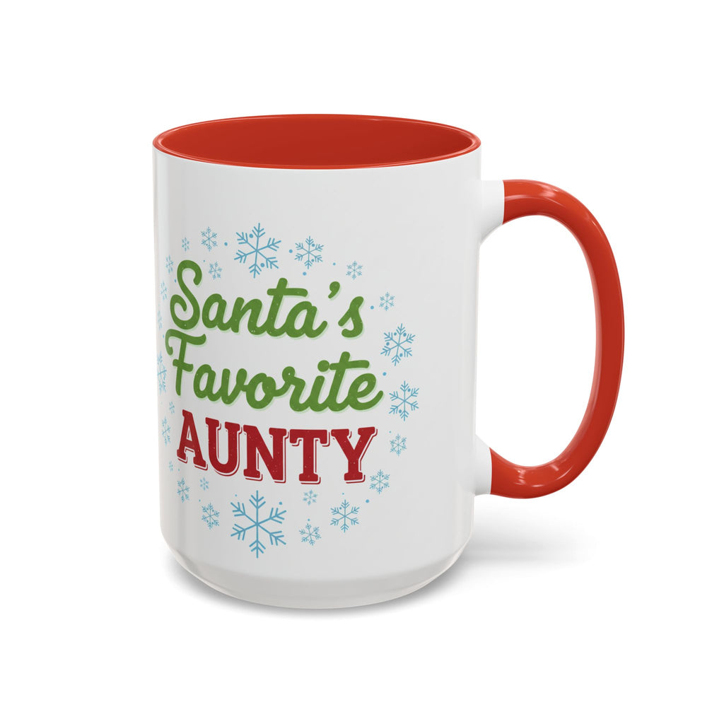 Santa's Favorite Aunty Accent Coffee Mug – Holiday Christmas Gift (11/15oz)