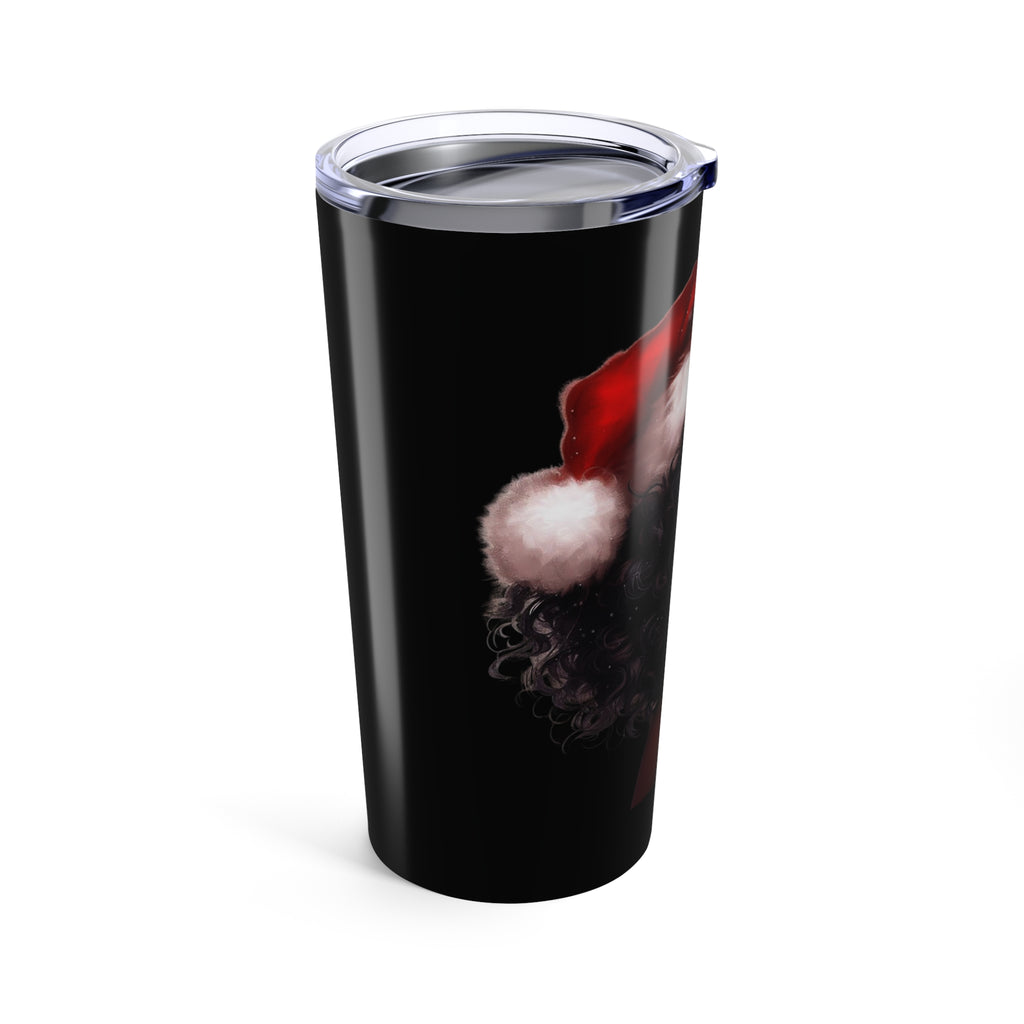 Holiday Tumbler — Curly-Haired Santa Girl Christmas Travel Cup 20oz