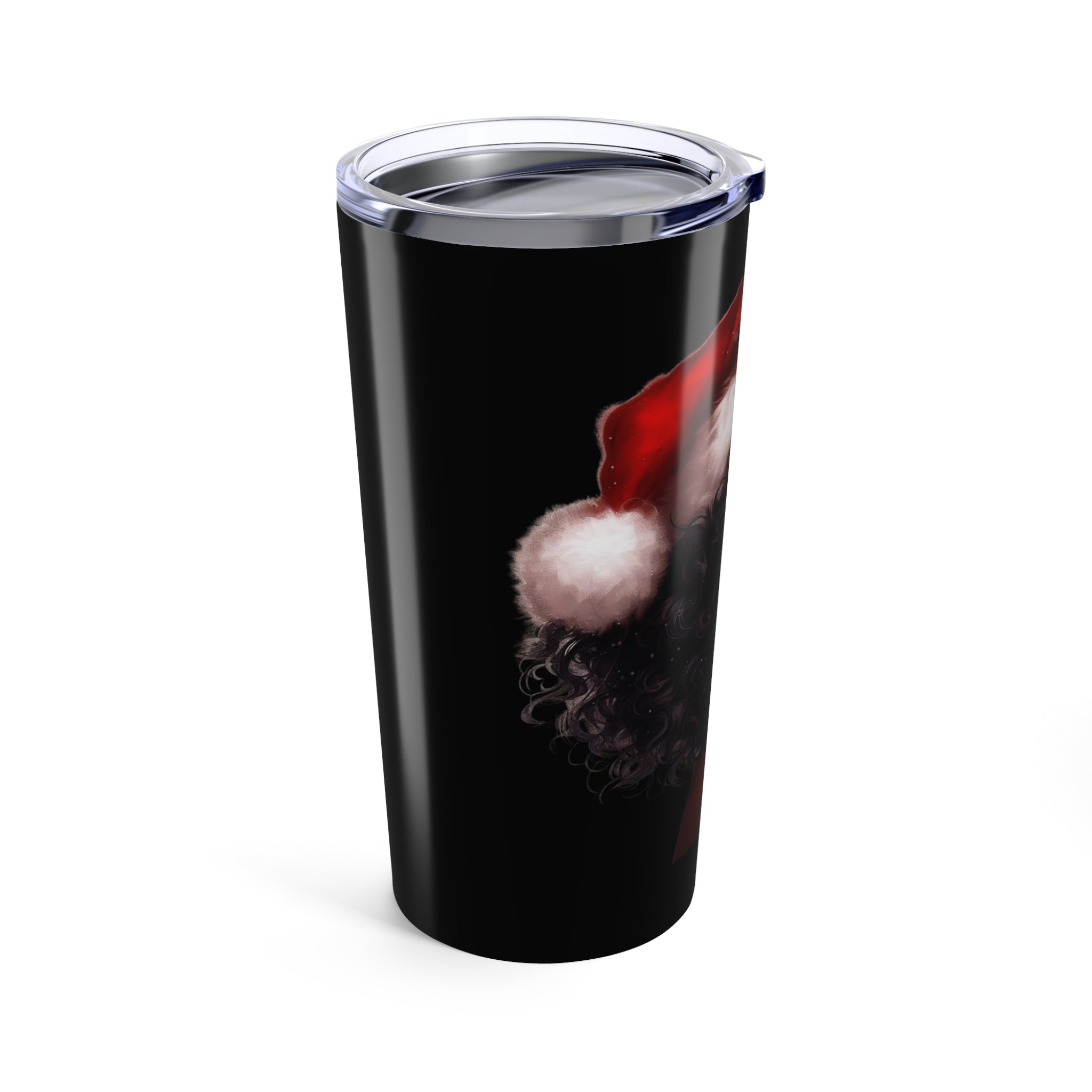Holiday Tumbler — Curly-Haired Santa Girl Christmas Travel Cup 20oz