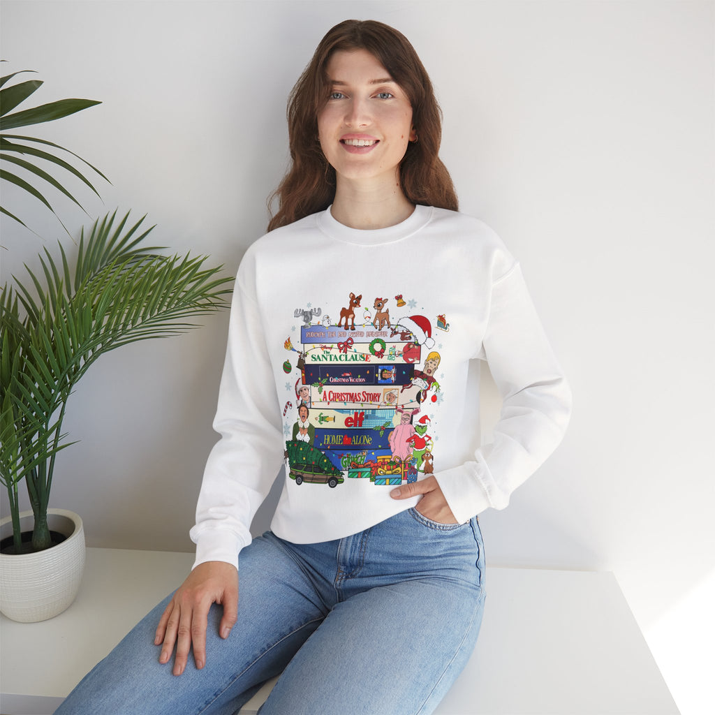 Stacked Holiday Classics sweatshirt | Christmas movie stack crewneck| Retro Holiday| Funny Festive Crewneck| Merry Christmas 90s Movie
