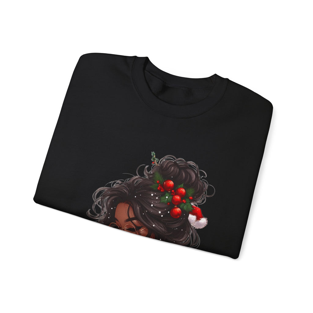 Crewneck Sweatshirt — Afrocentric Portrait with Cherry Bun Art