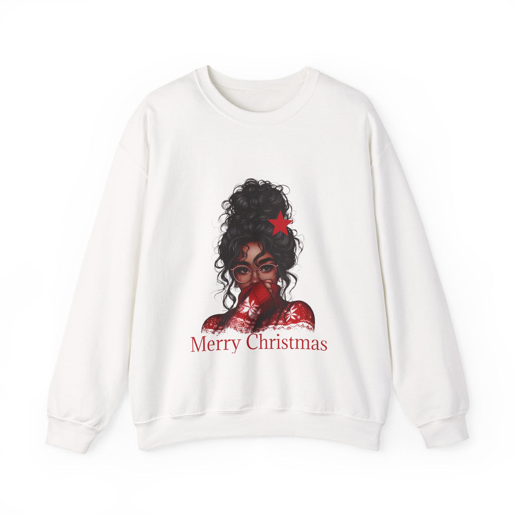 Black Woman in Red Sweater Merry Christmas Sweatshirt |Black Girl Santa| Melanin Christmas Jumper| Black Mrs Claus