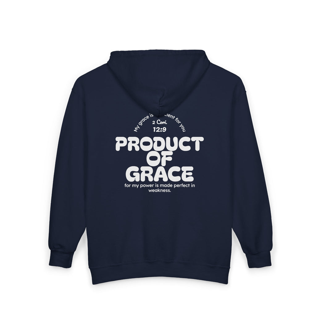 Grace Full-Zip Hoodie – "Product of Grace" Christian Zip-Up Sweatshirt