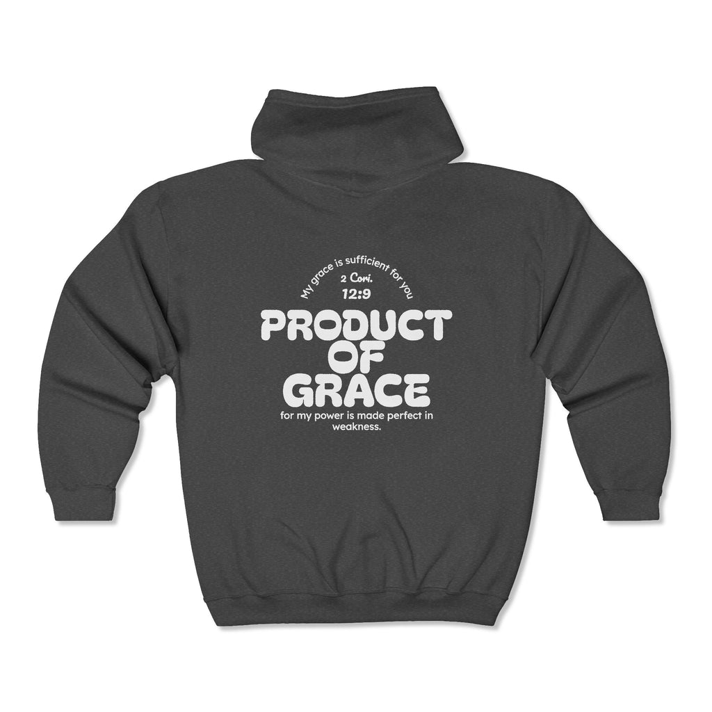 Grace Full-Zip Hoodie – "Product of Grace" Christian Zip-Up Sweatshirt