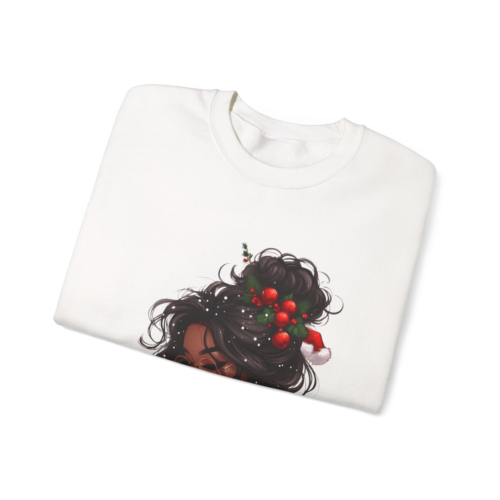 Crewneck Sweatshirt — Afrocentric Portrait with Cherry Bun Art