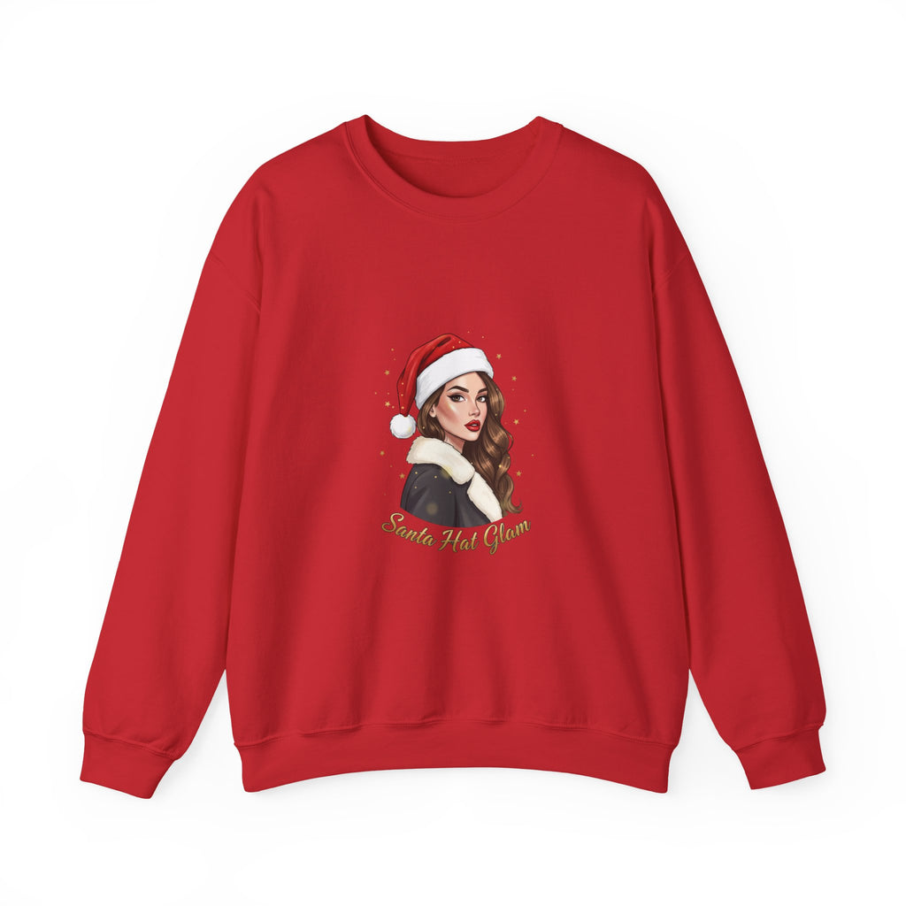 Holiday Glam Crewneck Sweatshirt — 'Santa Hat Glam' Christmas Sweater