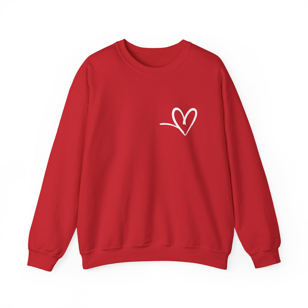 Minimal Heart Crewneck Sweatshirt — Simple Handwritten Heart Design
