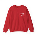 Minimal Heart Crewneck Sweatshirt — Simple Handwritten Heart Design