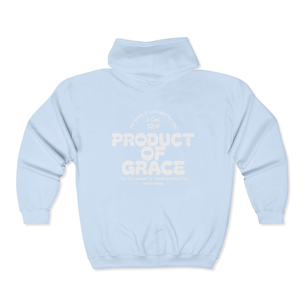 Grace Full-Zip Hoodie – "Product of Grace" Christian Zip-Up Sweatshirt