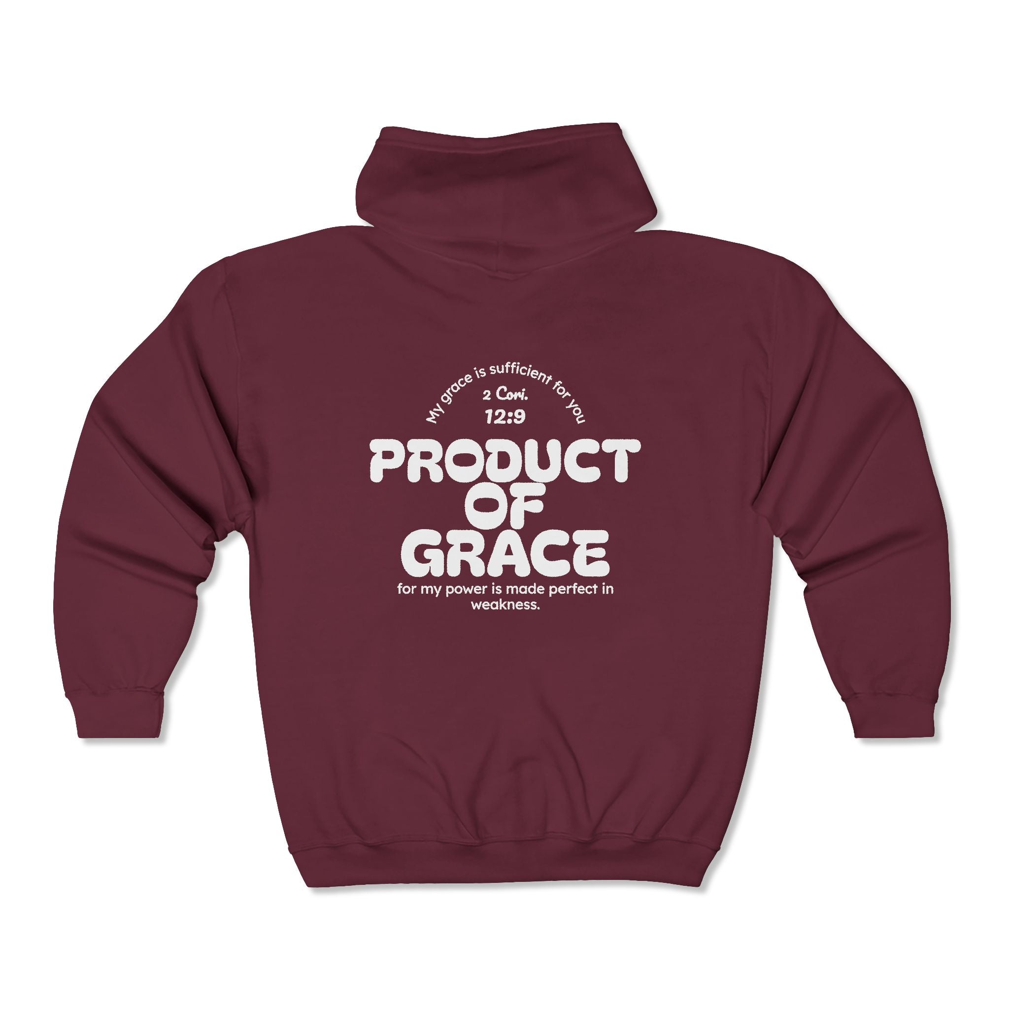 Grace Full-Zip Hoodie – "Product of Grace" Christian Zip-Up Sweatshirt