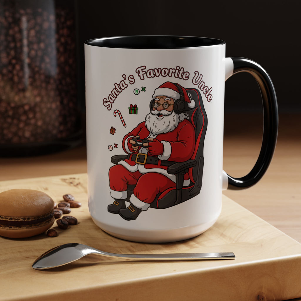 Santa Gamer Coffee Mug — “Santa’s Favorite Uncle” Holiday Accent Mug (11/15 oz)