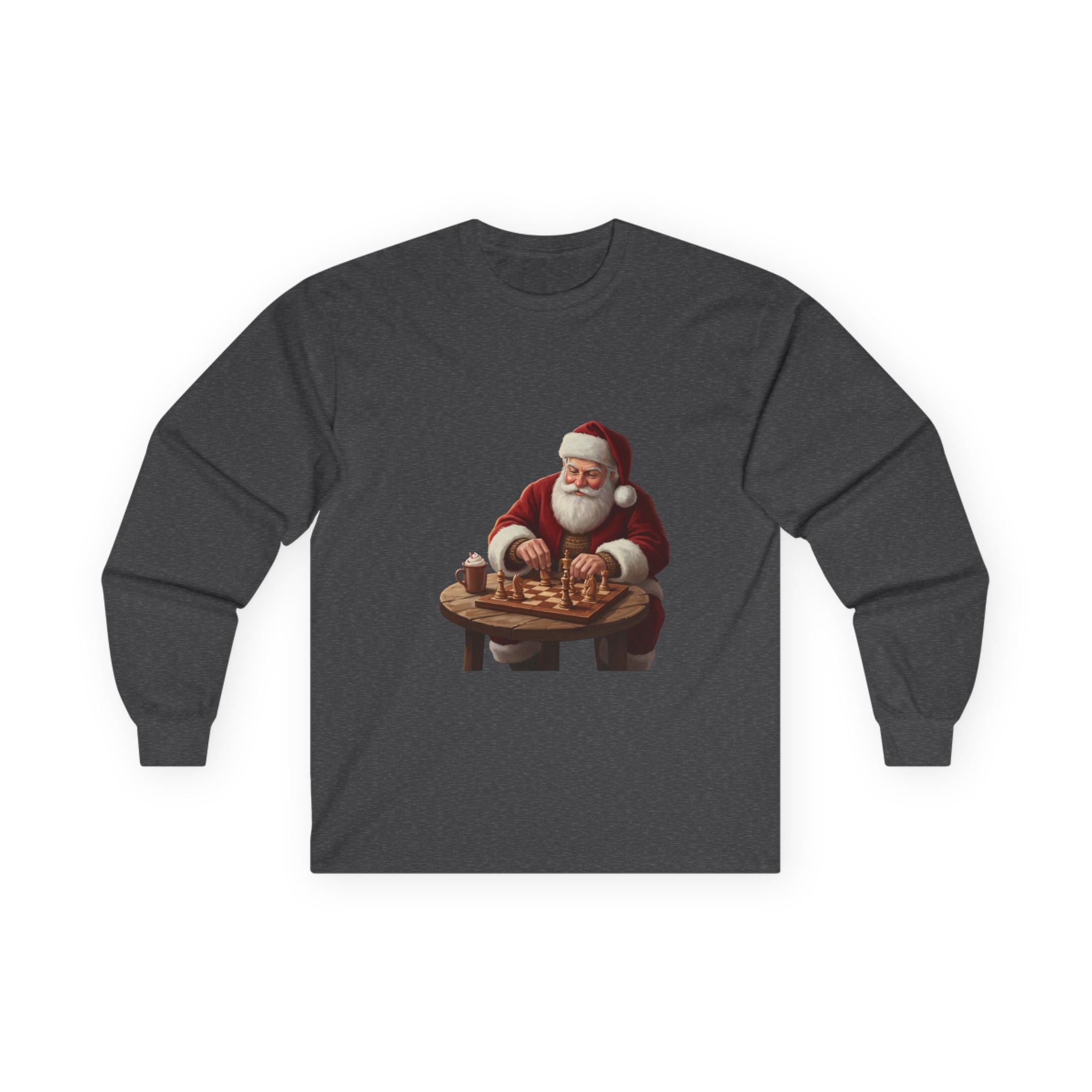 Santa Playing Chess Long Sleeve Tee — Holiday Chess Shirt