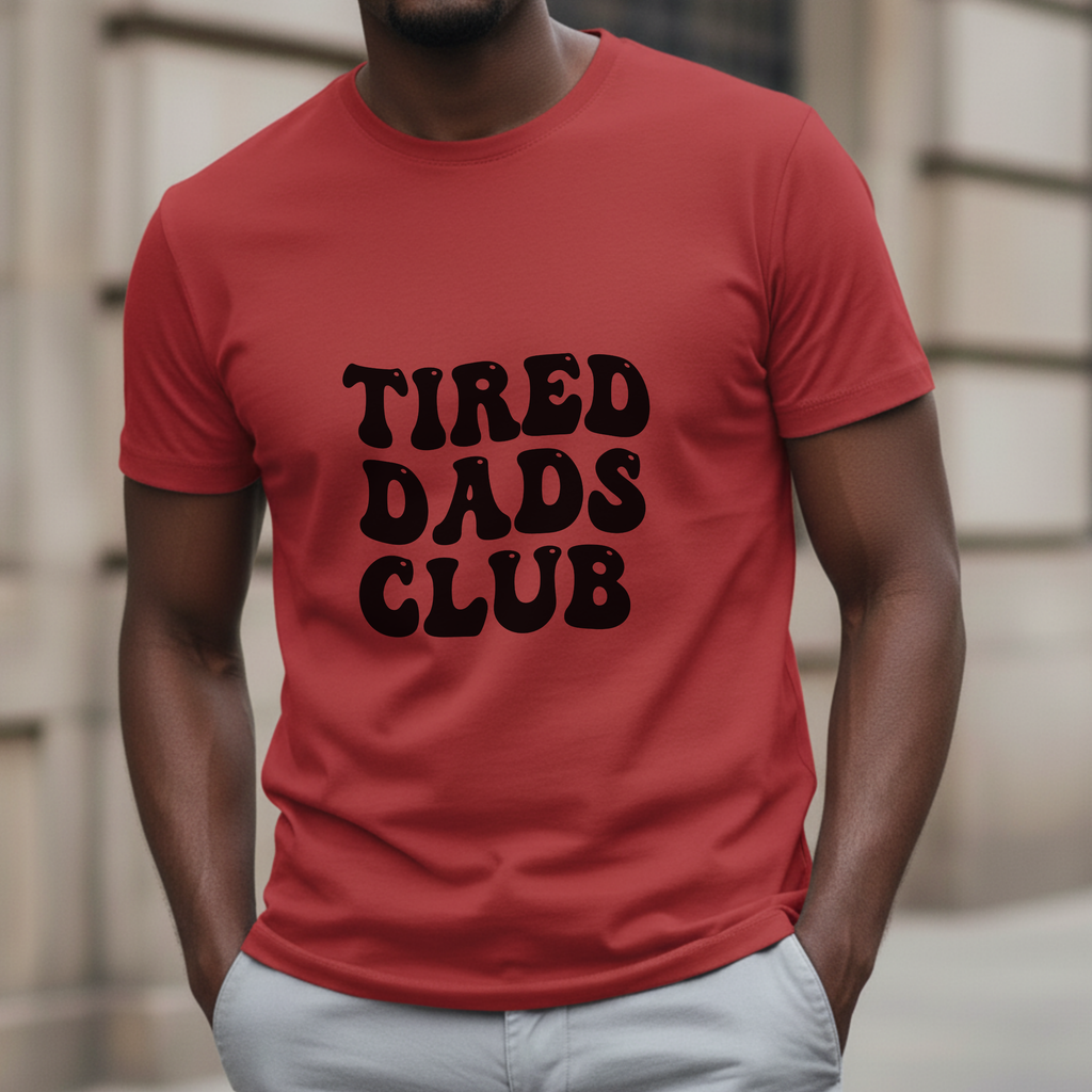 Tired Dads Club T-Shirt — Funny Retro Dad Tee for New & Sleep-Deprived Fathers