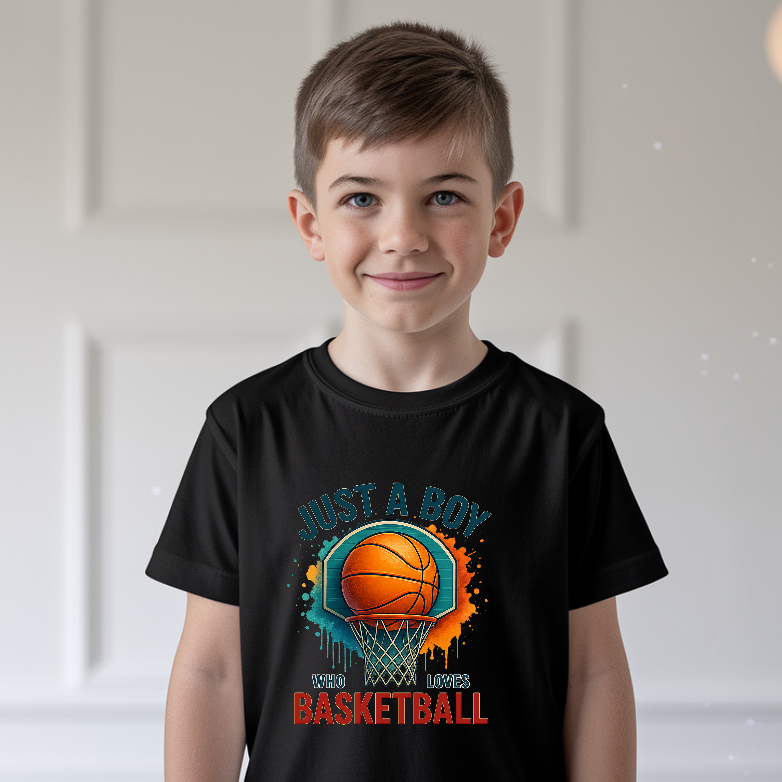 Kids Basketball Tee — "Just a Boy Who Loves Basketball" Youth Shirt
