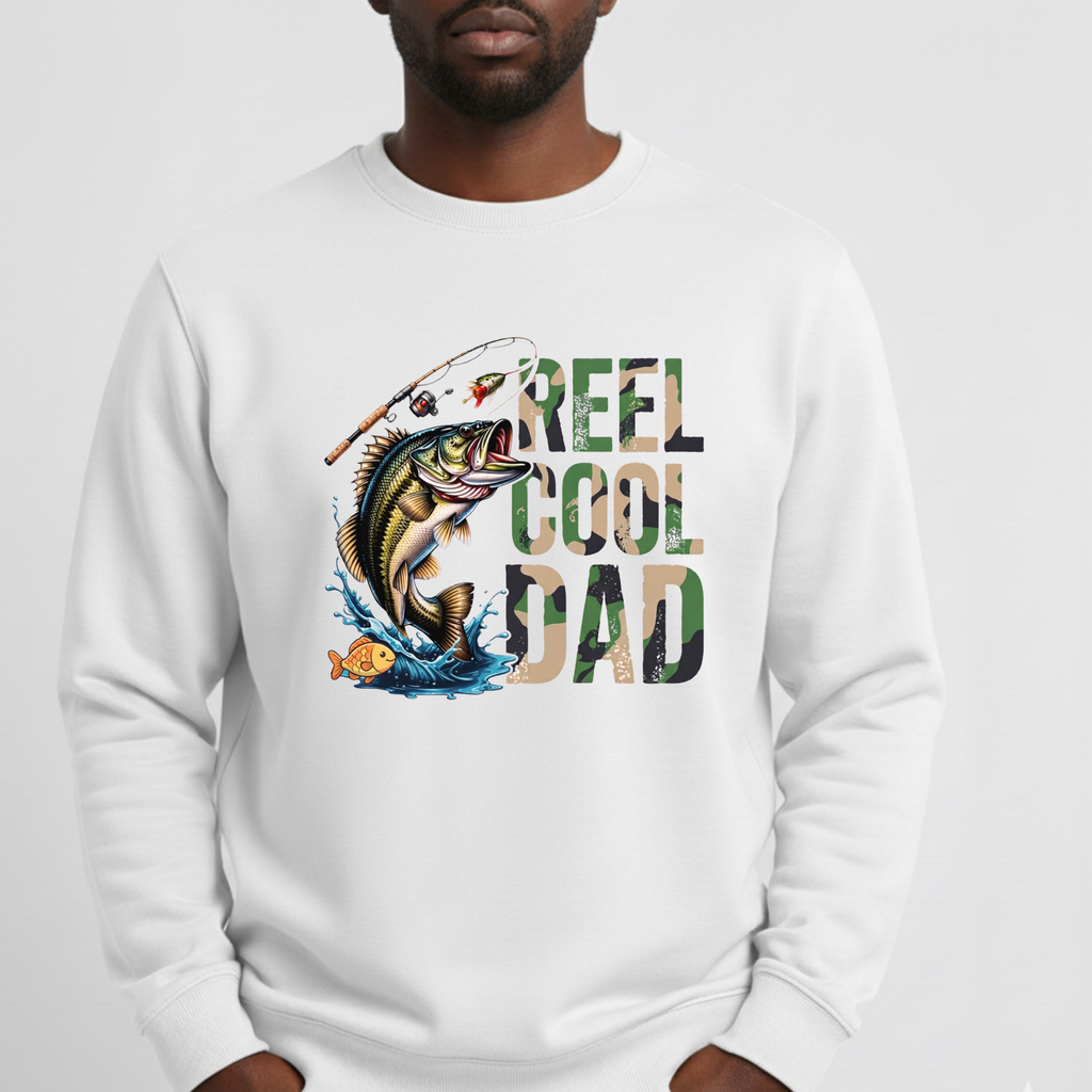 Reel Cool Dad Sweatshirt — Fishing Dad Crewneck Gift