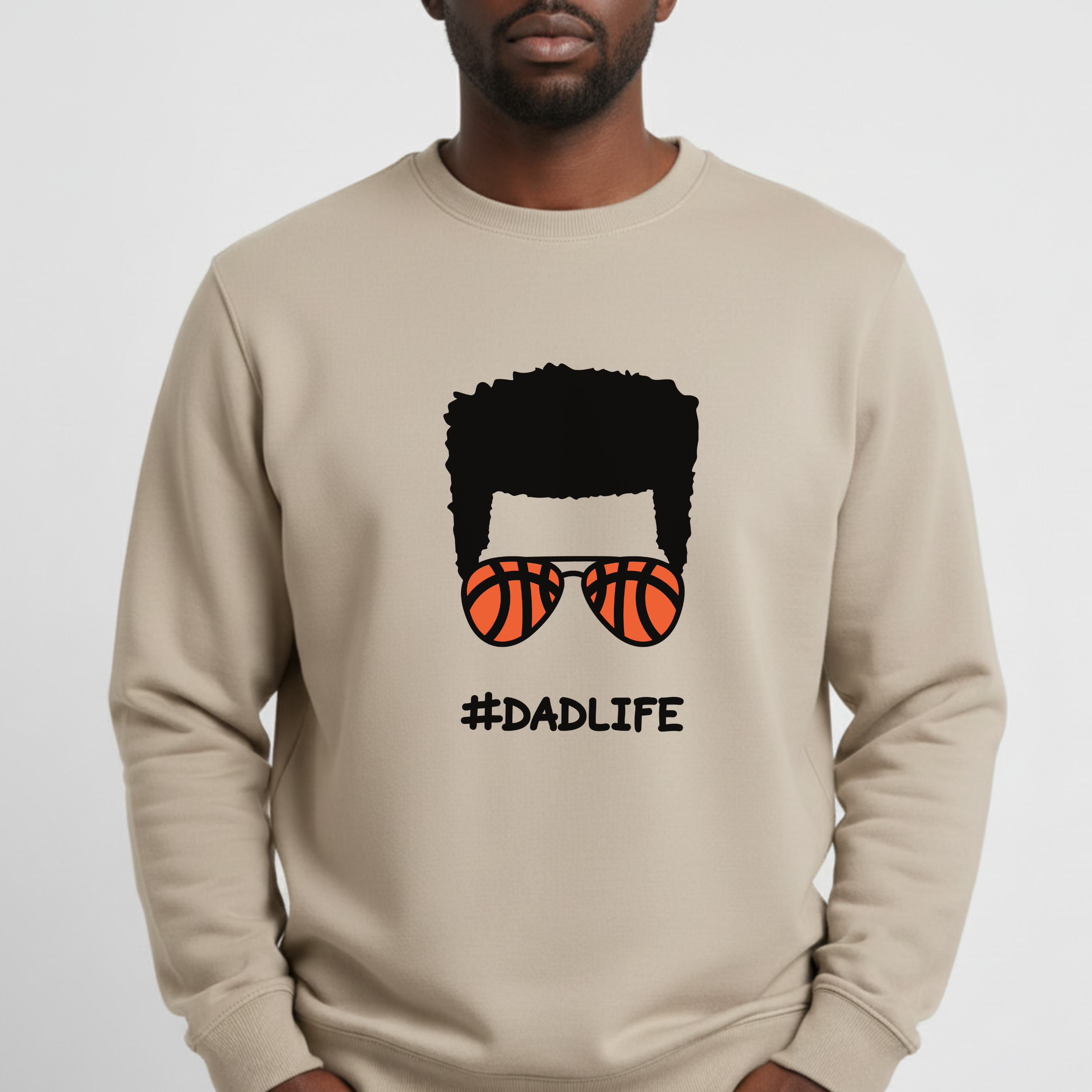 Dad Life Basketball Crewneck Sweatshirt — #DADLIFE Basketball Sunglasses Graphic