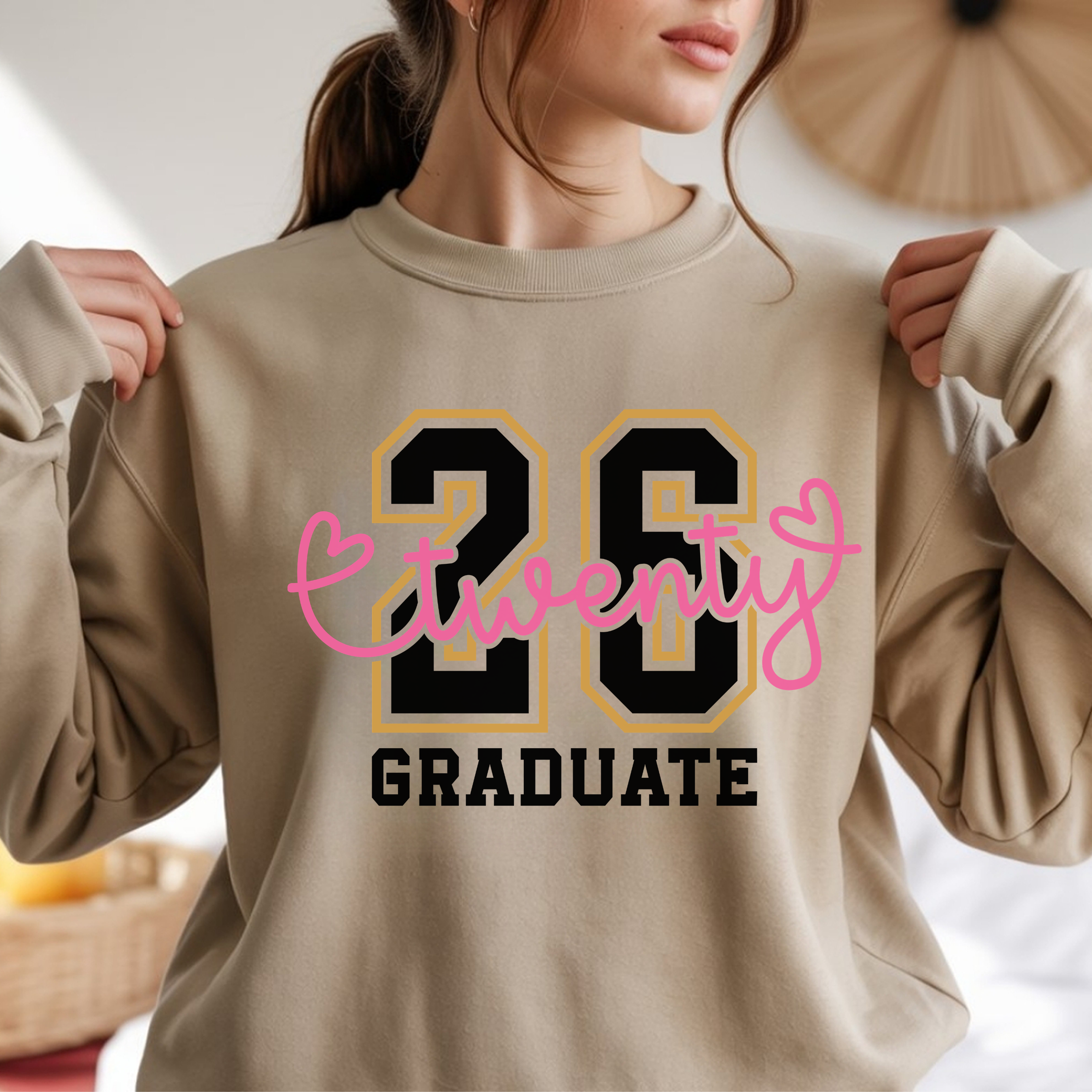 28 Graduate sweatshirt | Twenty script overlay, varsity numbers