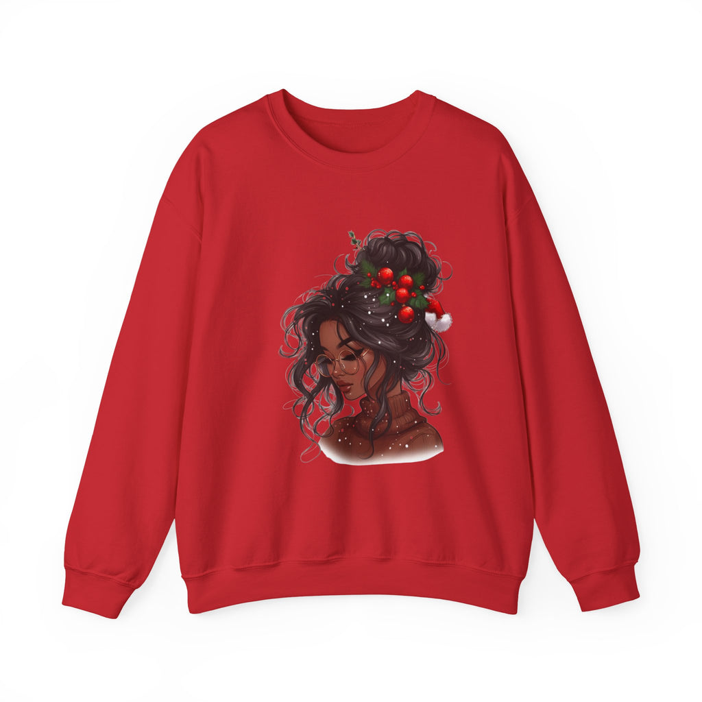 Crewneck Sweatshirt — Afrocentric Portrait with Cherry Bun Art