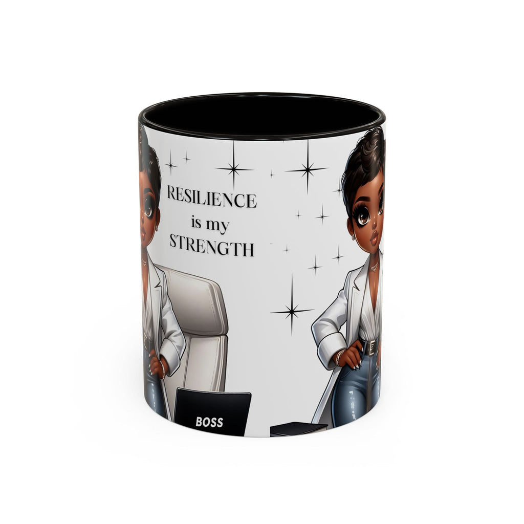 Motivational Black Boss Mug — “Resilience Is My Strength” Coffee Cup (11oz/15oz)