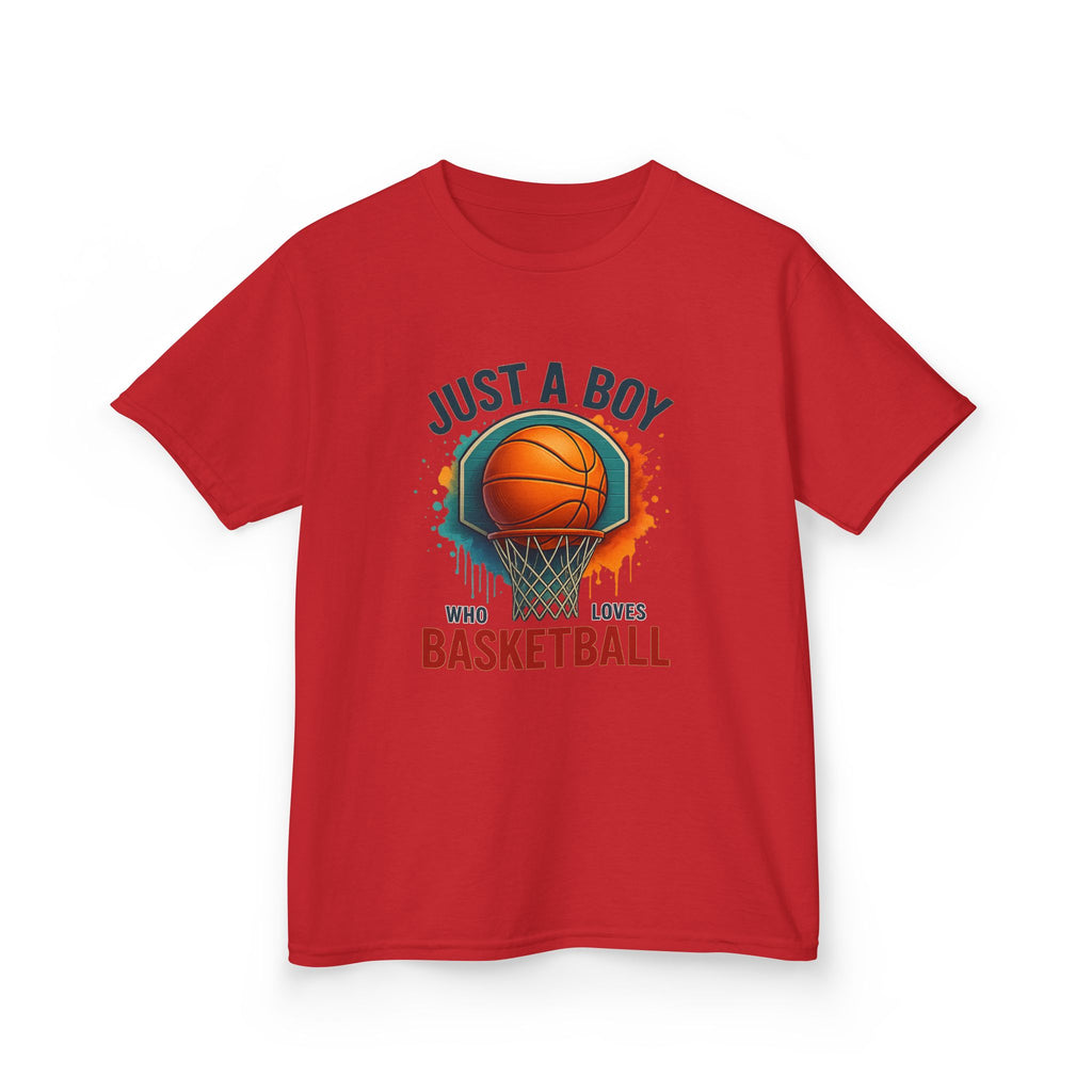 Kids Basketball Tee — "Just a Boy Who Loves Basketball" Youth Shirt