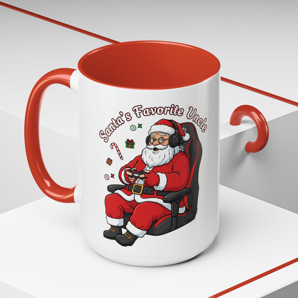 Santa Gamer Coffee Mug — “Santa’s Favorite Uncle” Holiday Accent Mug (11/15 oz)