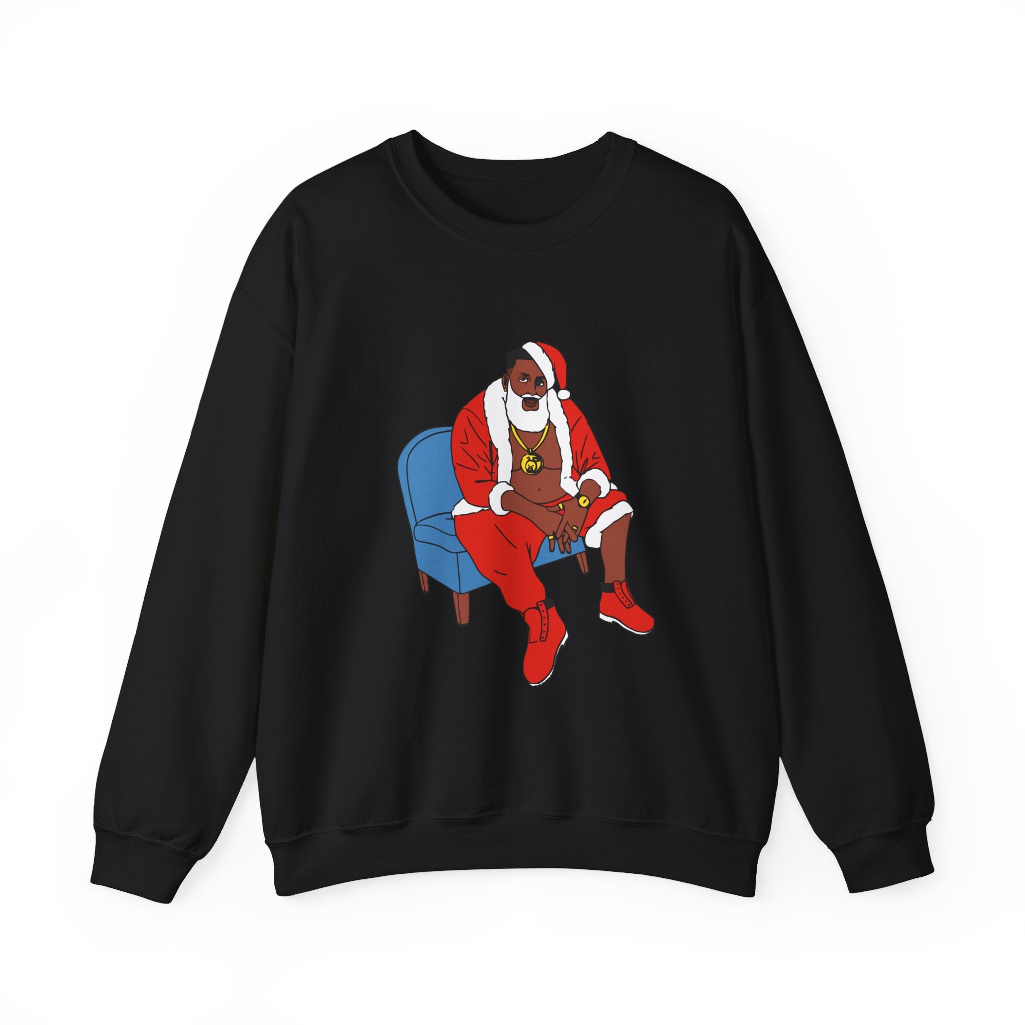 Hip Hop Santa Claus Crewneck Sweatshirt - Festive Winter Holiday Jumper, Christmas Xmas Gift Top, Urban Streetwear Pullover, Cool Santa