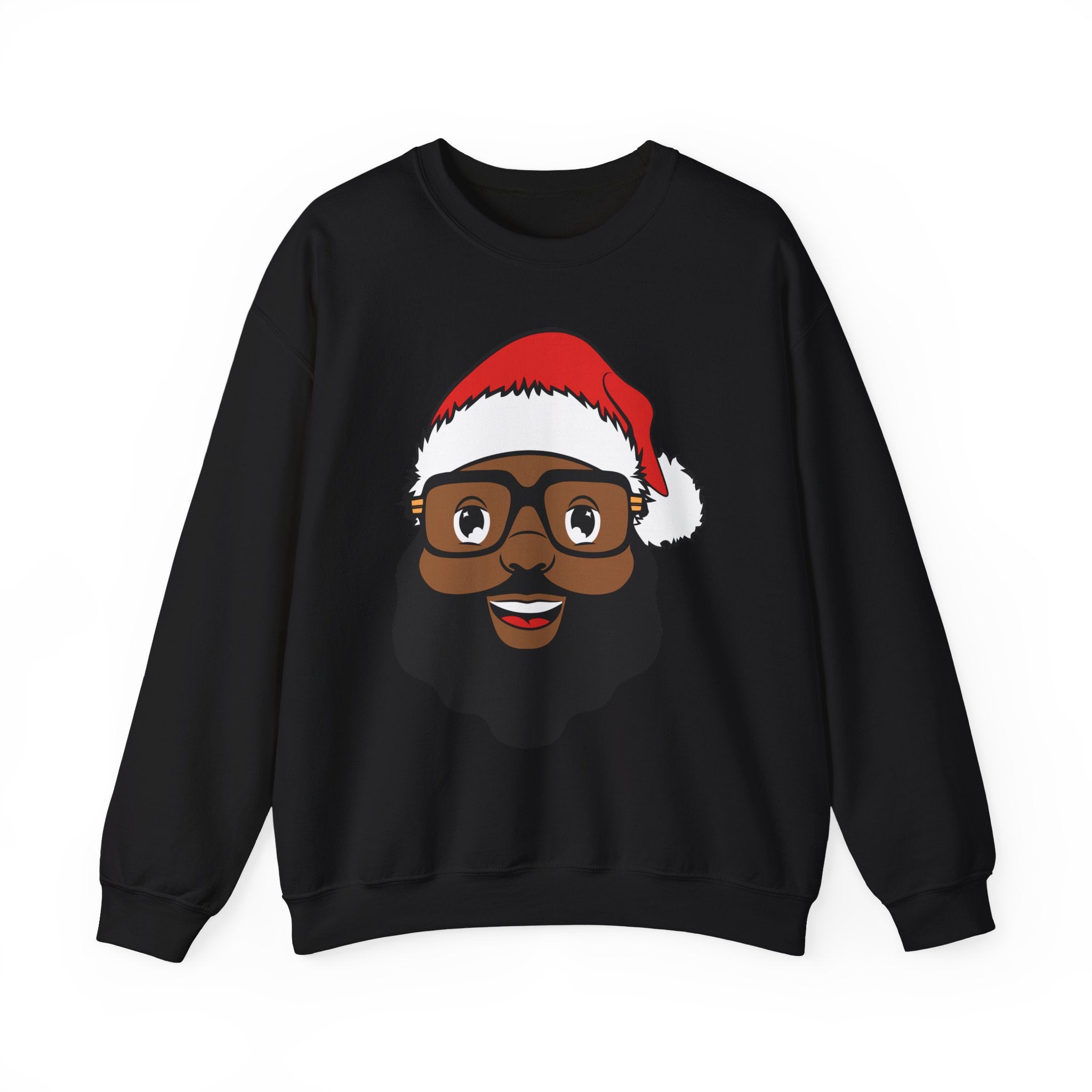 Bearded Black Santa face Crewneck Sweatshirt | Christmas holiday design