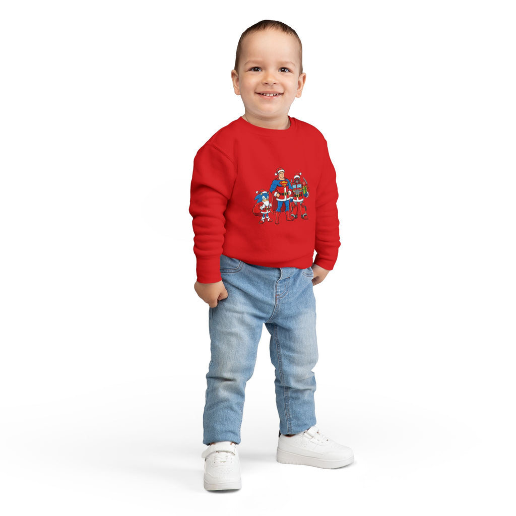 Kids Christmas Superhero Sweatshirt – Santa Cap Superhero Trio Toddler Pullover