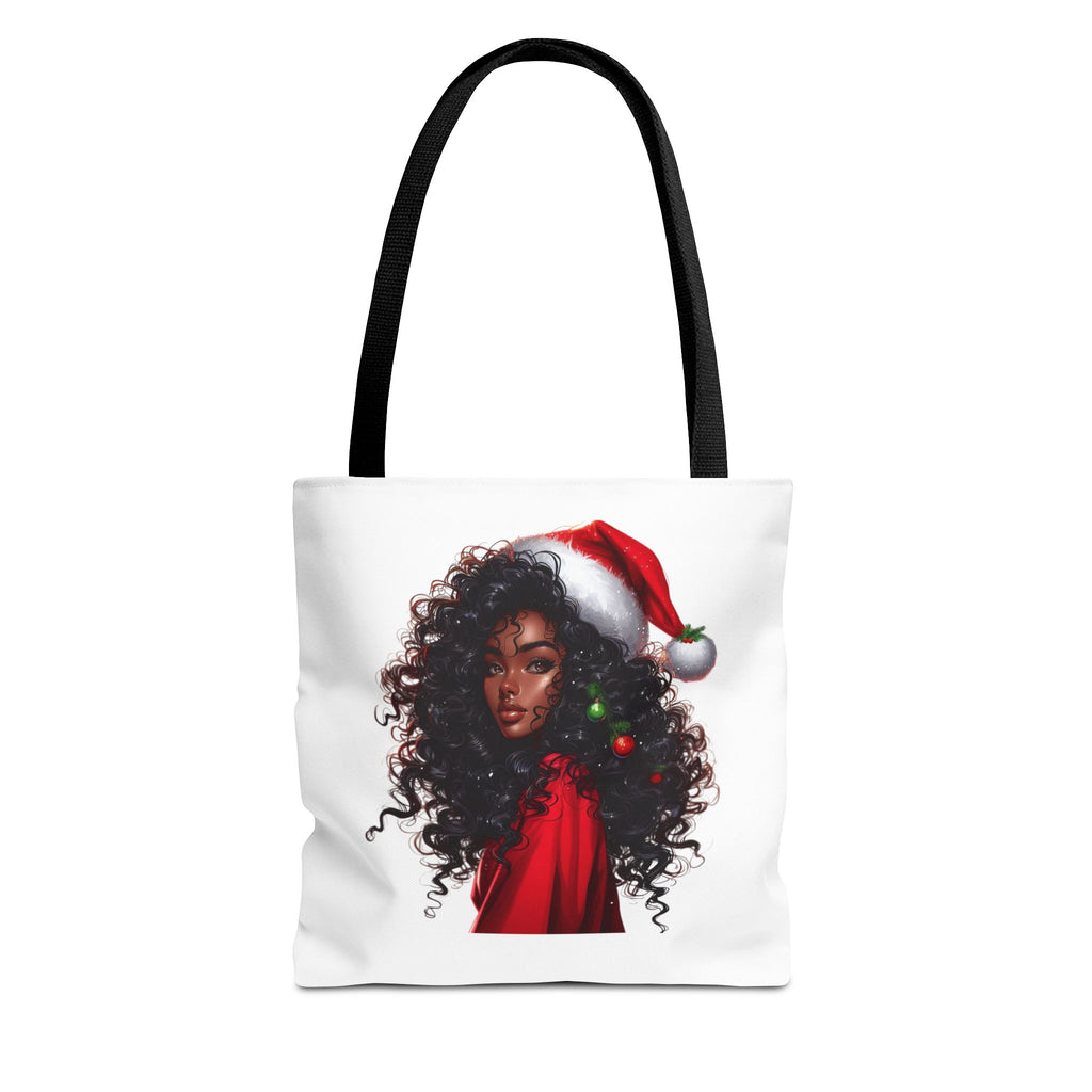 Black Girl Christmas Tote Bag — Festive Holiday Shopping Tote
