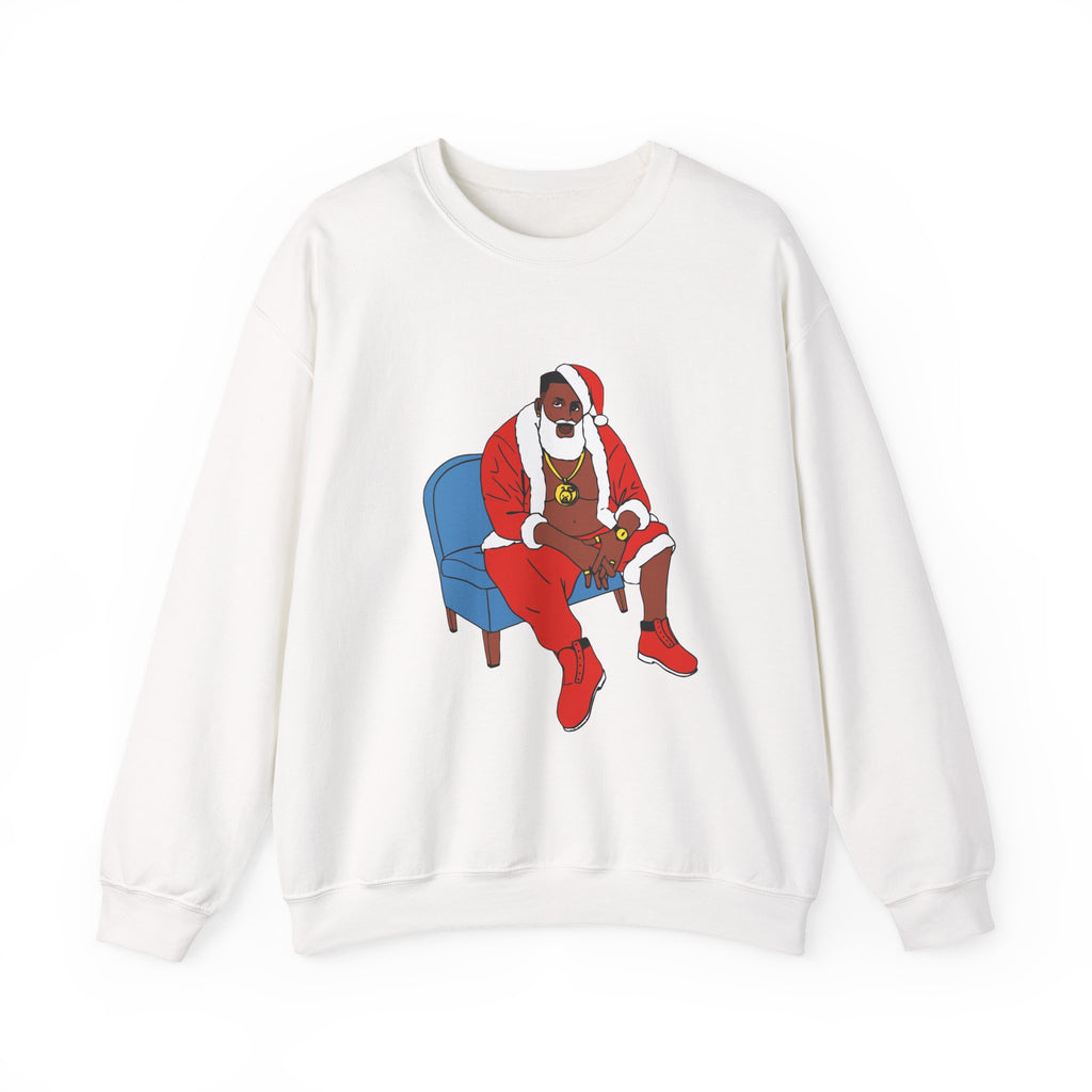 Hip Hop Santa Claus Crewneck Sweatshirt - Festive Winter Holiday Jumper, Christmas Xmas Gift Top, Urban Streetwear Pullover, Cool Santa