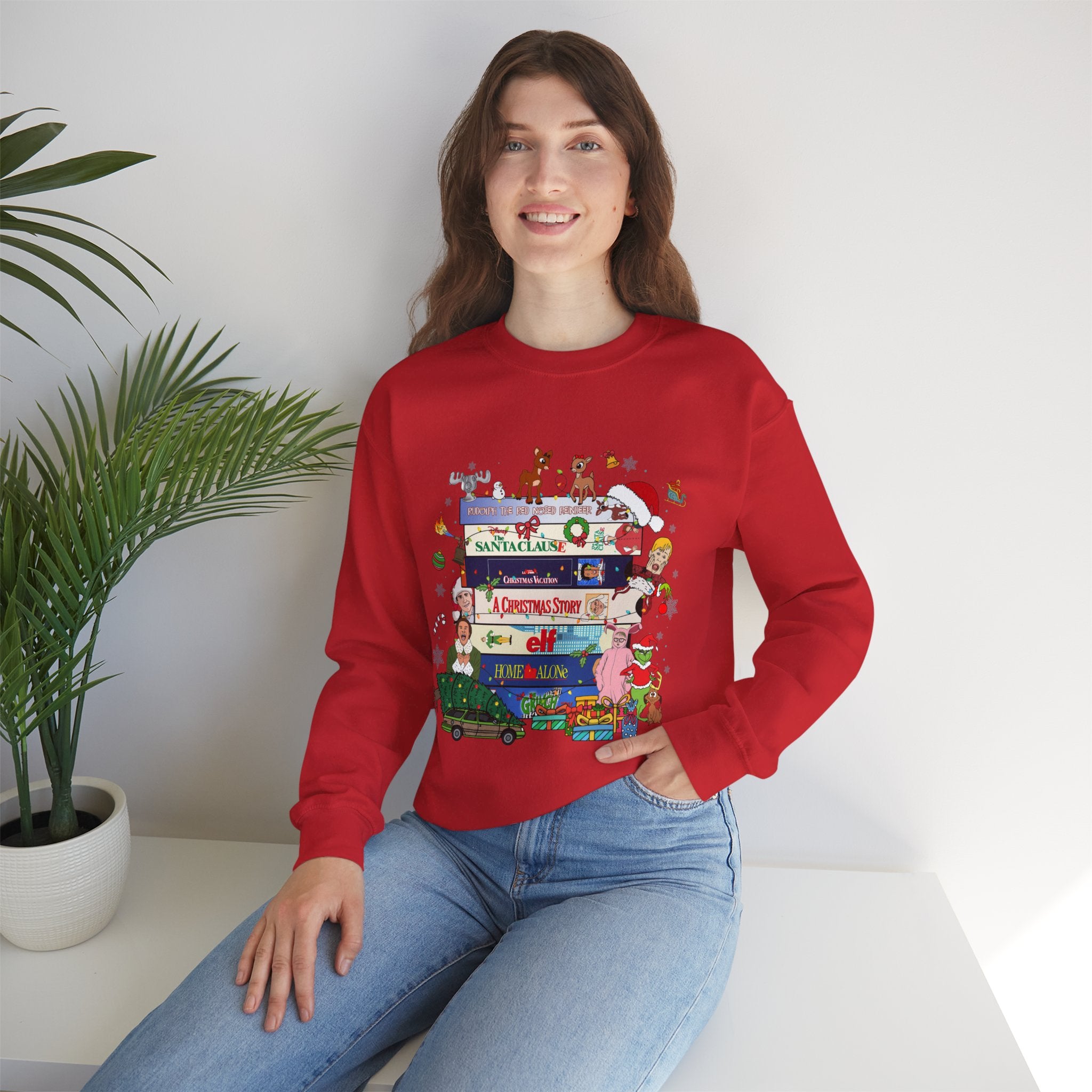 Stacked Holiday Classics sweatshirt | Christmas movie stack crewneck| Retro Holiday| Funny Festive Crewneck| Merry Christmas 90s Movie