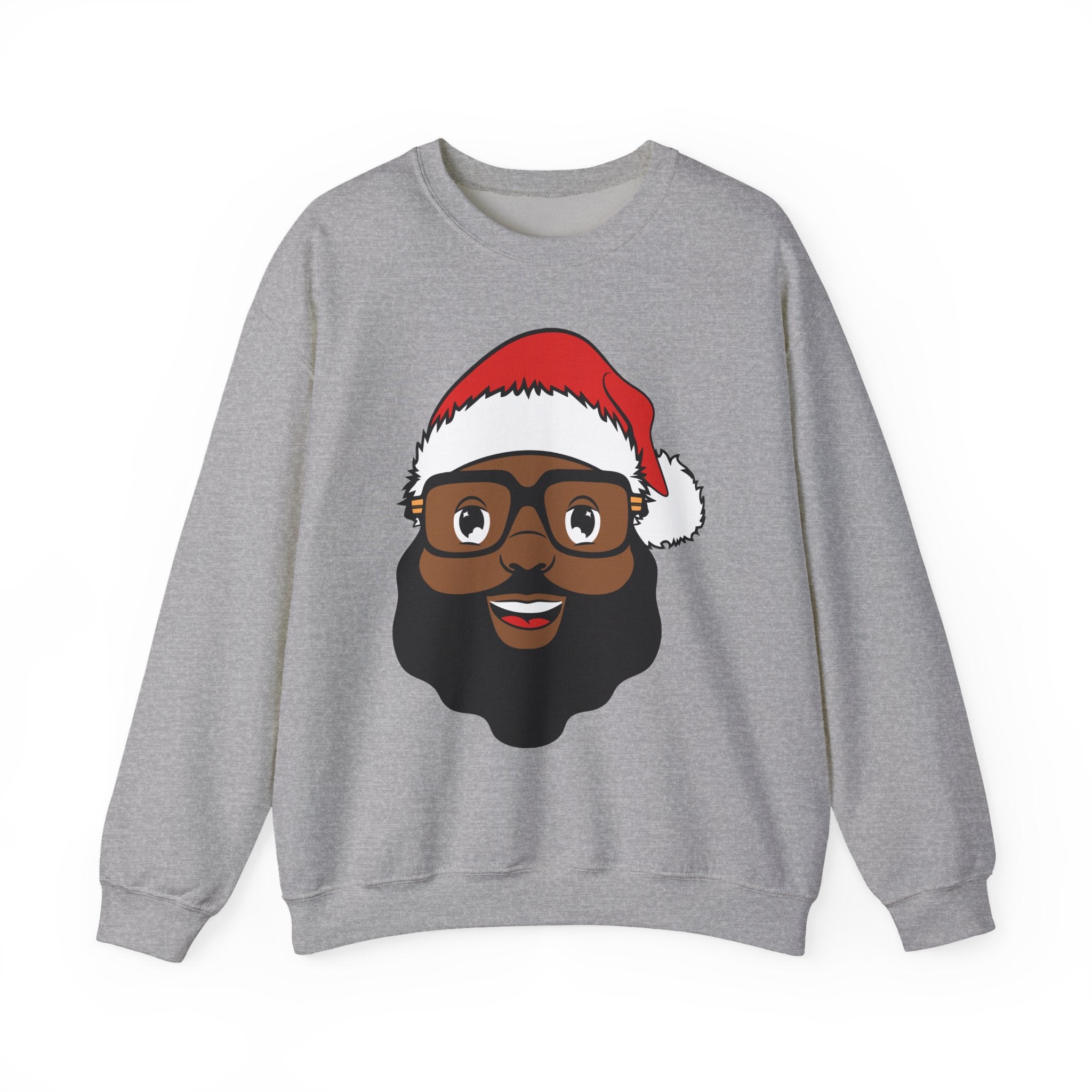 Bearded Black Santa face Crewneck Sweatshirt | Christmas holiday design