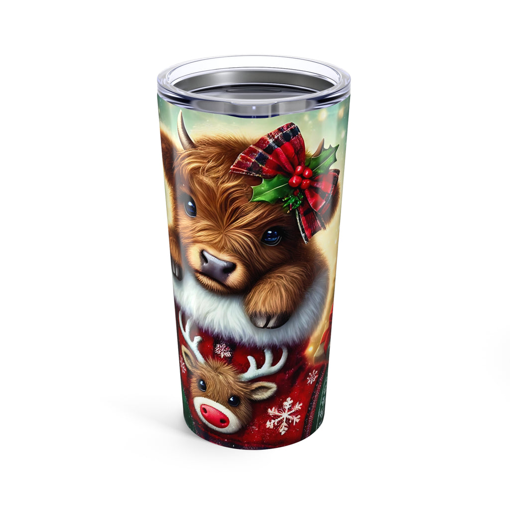 Christmas Cow Tumbler – Cute Holiday Reindeer Design 20oz