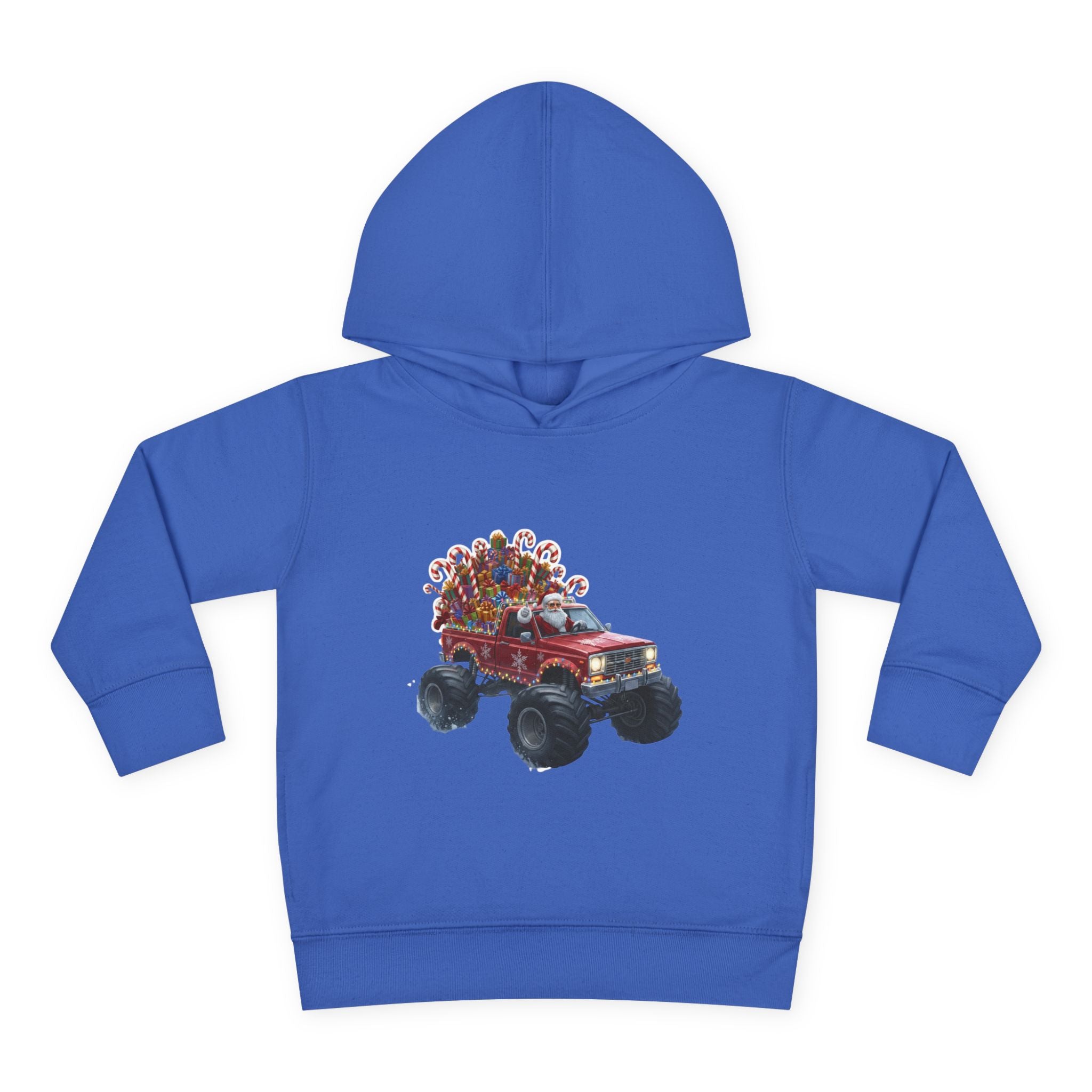 Toddler Hoodie — Red Monster Truck with Candy Load