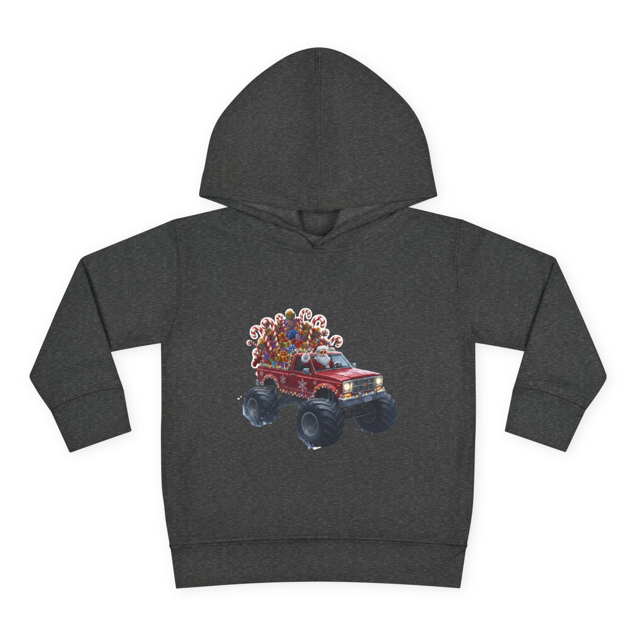 Toddler Hoodie — Red Monster Truck with Candy Load