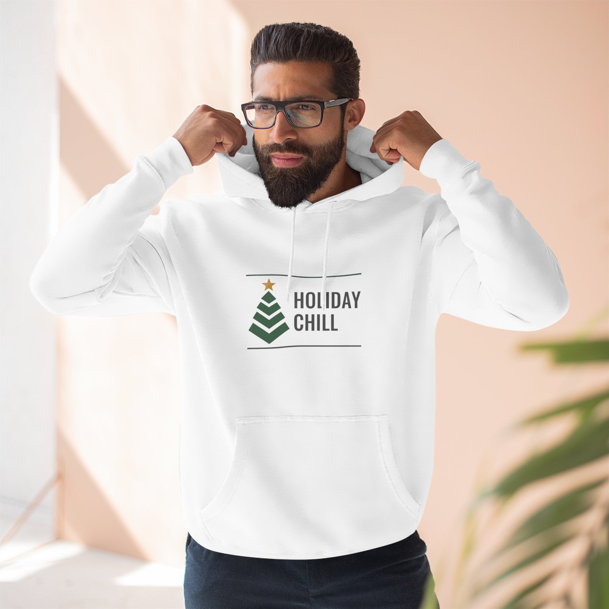 Holiday Chill Hoodie — Minimal Christmas Tree Graphic Pullover