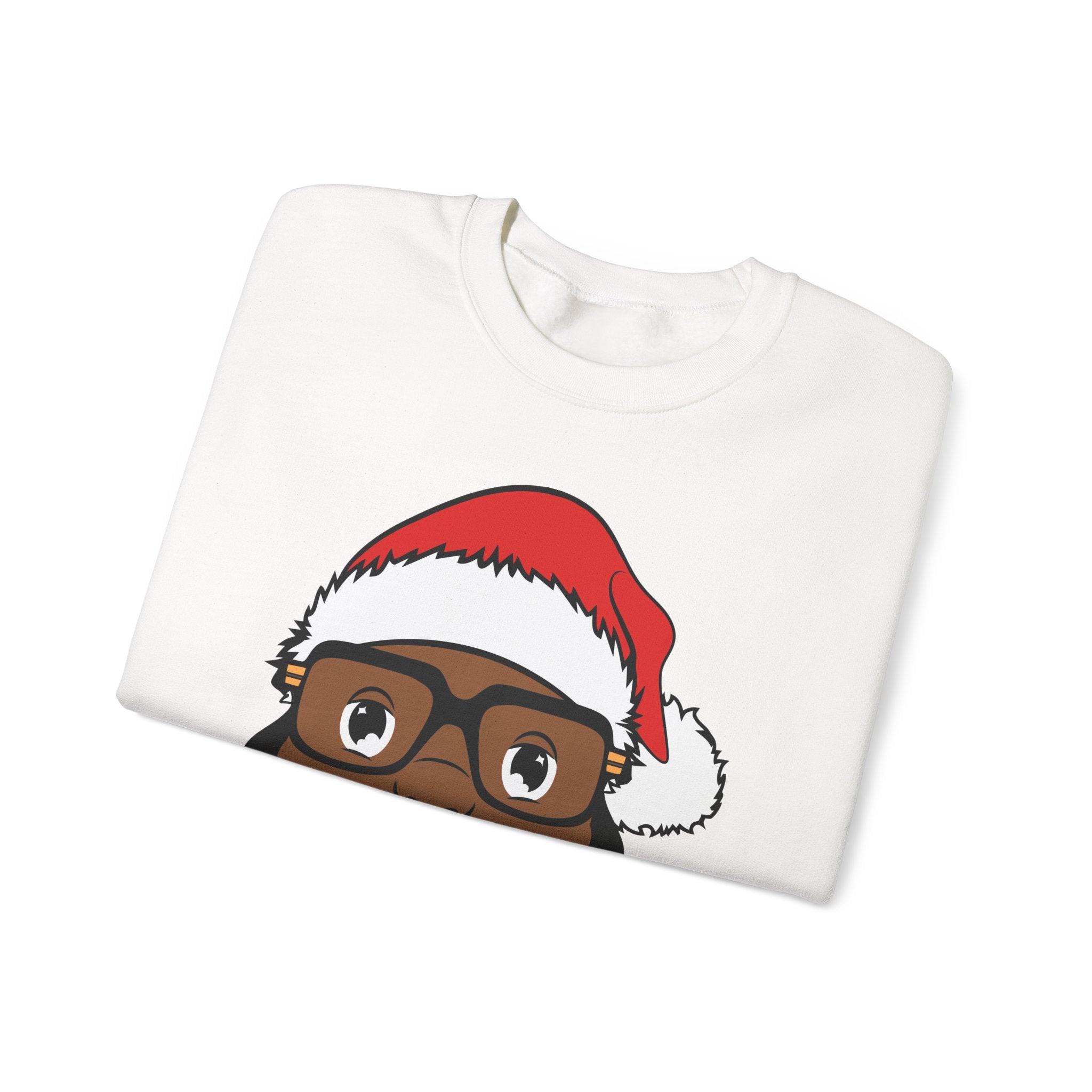 Bearded Black Santa face Crewneck Sweatshirt | Christmas holiday design