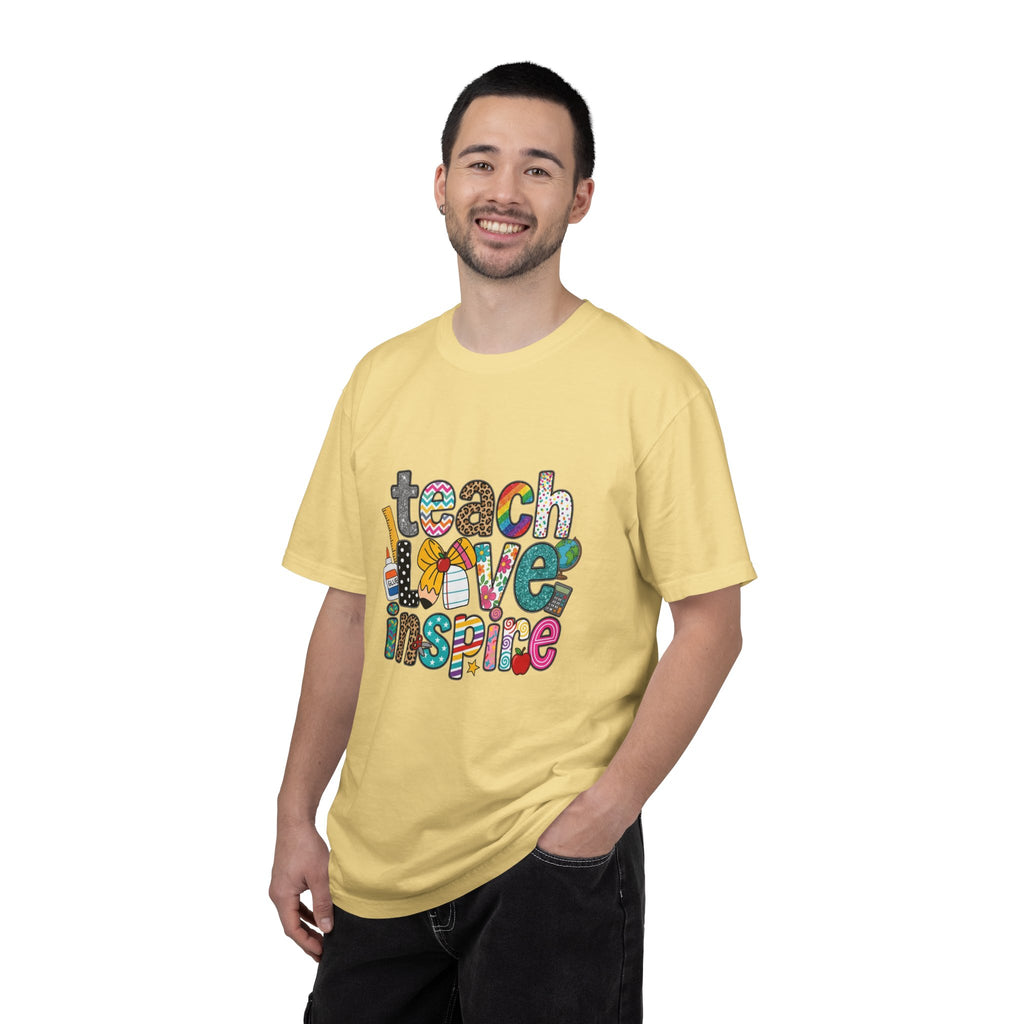 Teach Love Inspire T-Shirt — Colorful Teacher Appreciation Tee