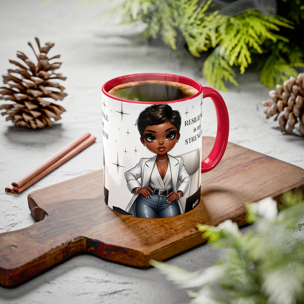 Motivational Black Boss Mug — “Resilience Is My Strength” Coffee Cup (11oz/15oz)