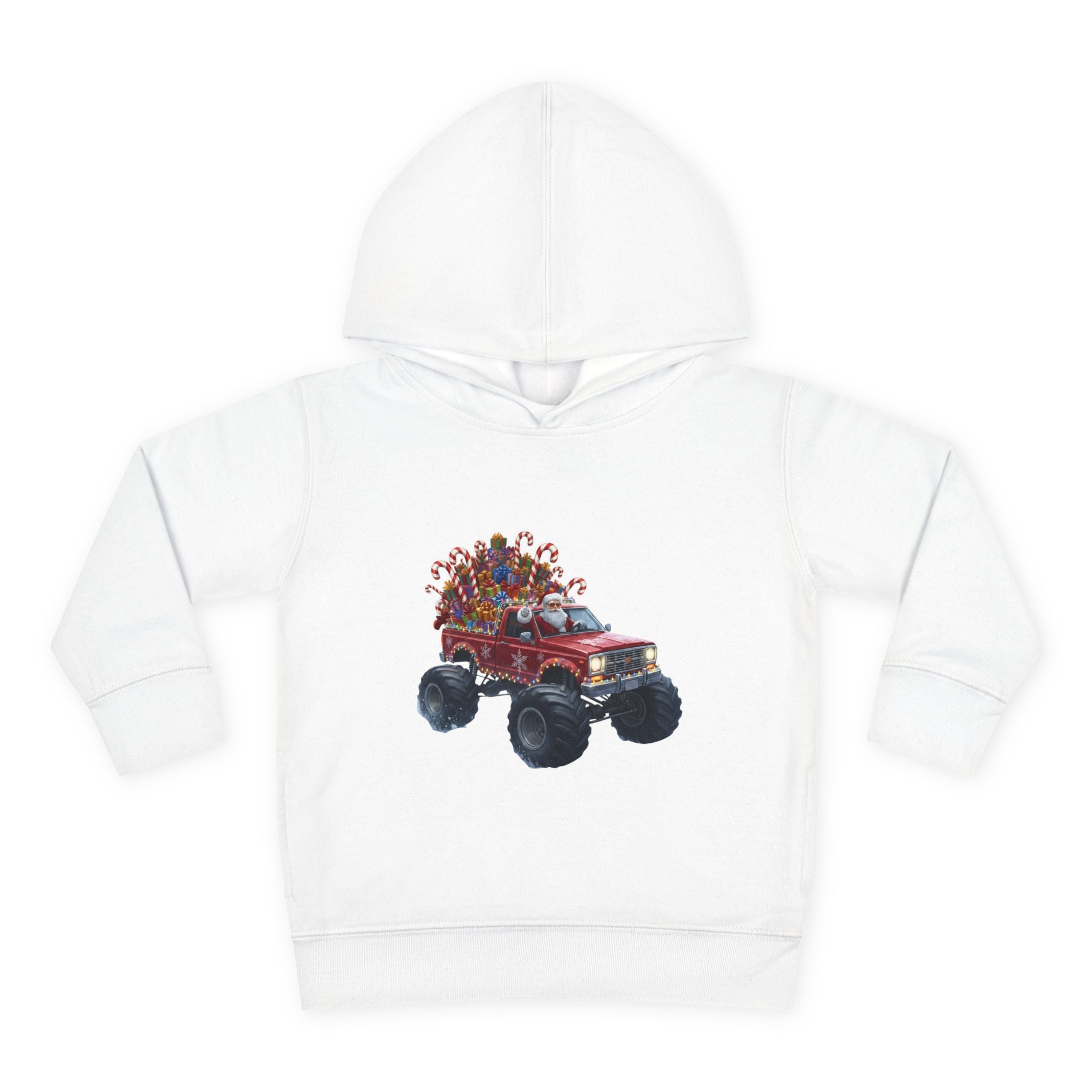 Toddler Hoodie — Red Monster Truck with Candy Load