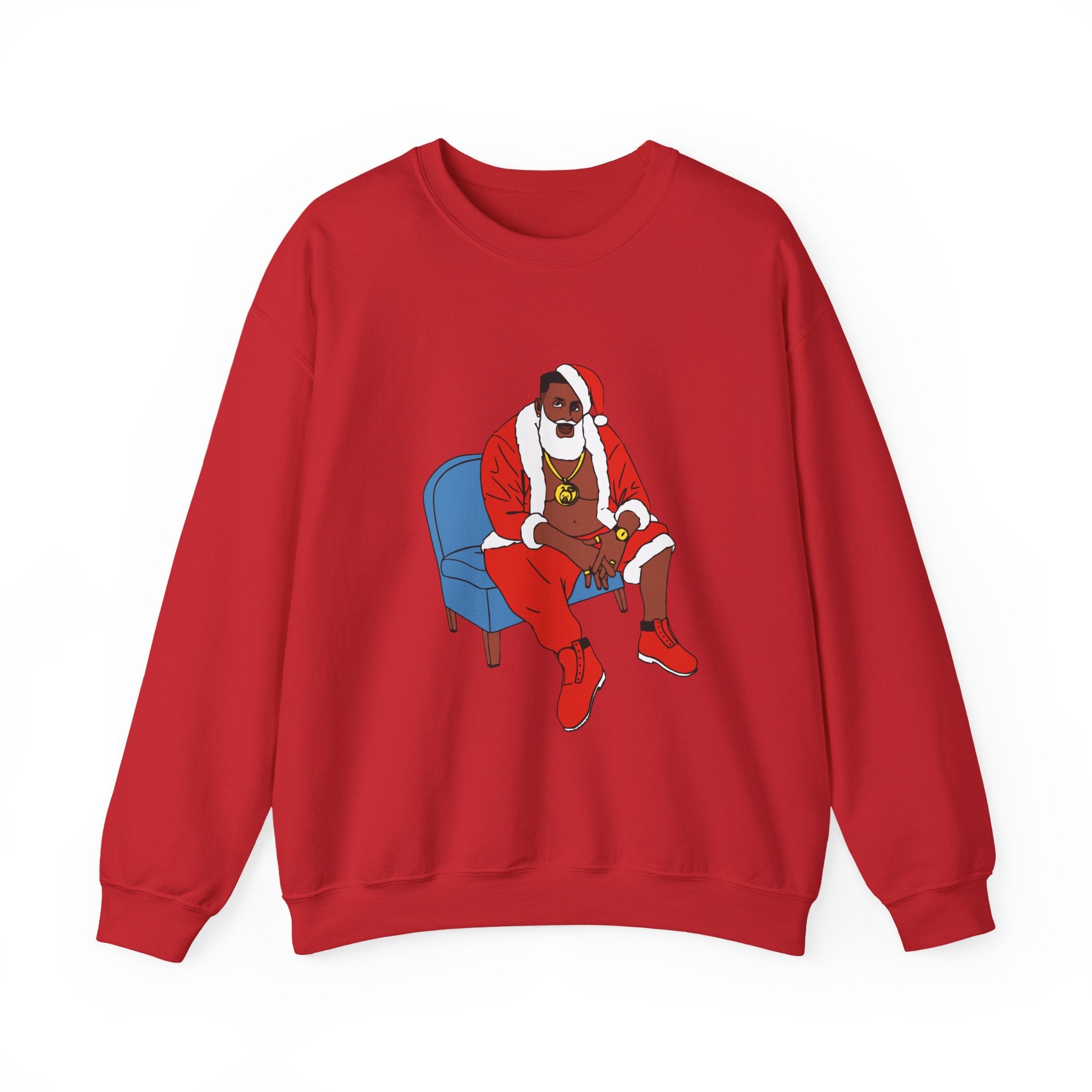 Hip Hop Santa Claus Crewneck Sweatshirt - Festive Winter Holiday Jumper, Christmas Xmas Gift Top, Urban Streetwear Pullover, Cool Santa
