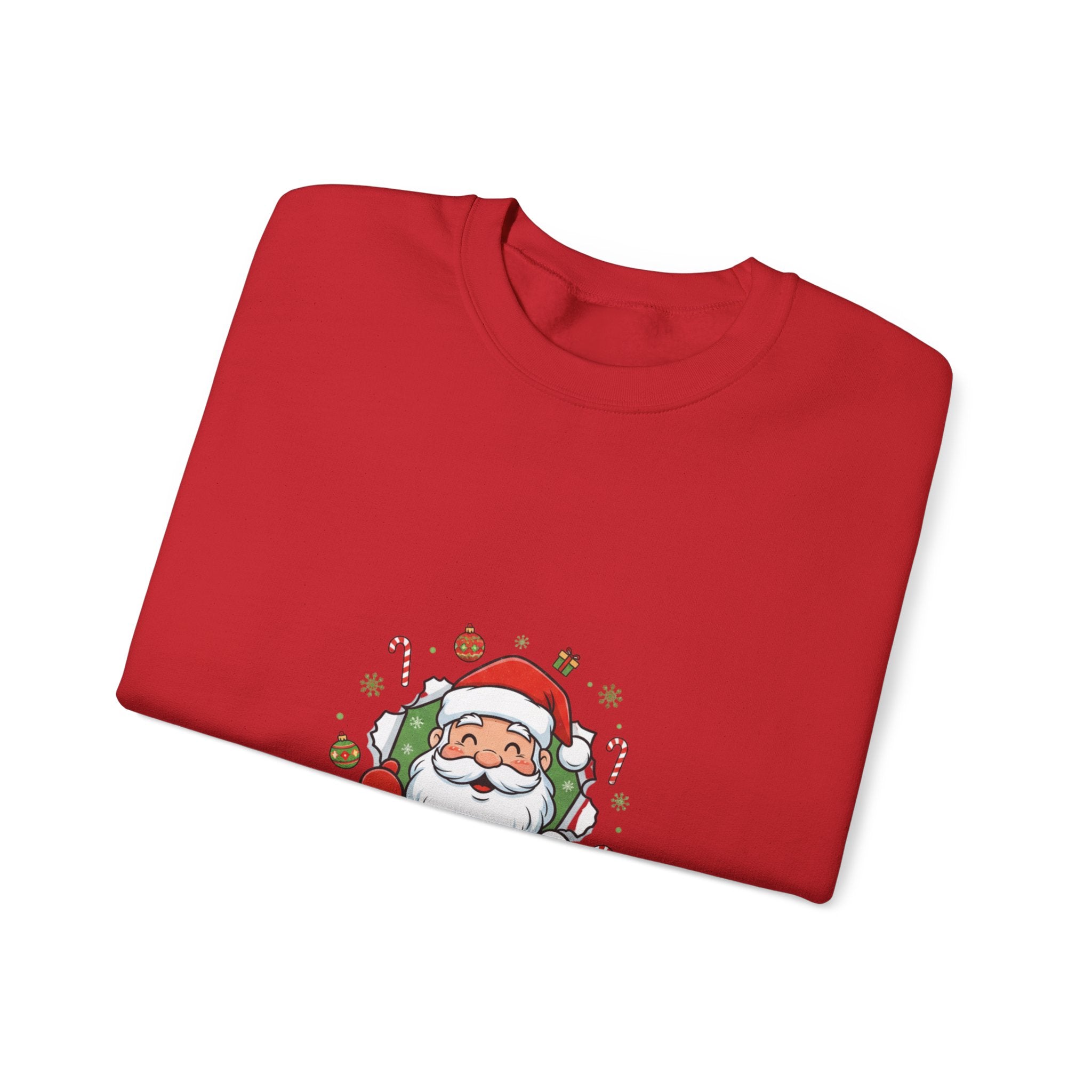 Christmas Santa Wreath Sweatshirt - Cute Santa Face with Candy Canes & Ornaments Holiday Crewneck