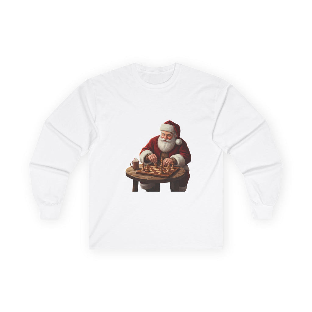 Santa Playing Chess Long Sleeve Tee — Holiday Chess Shirt