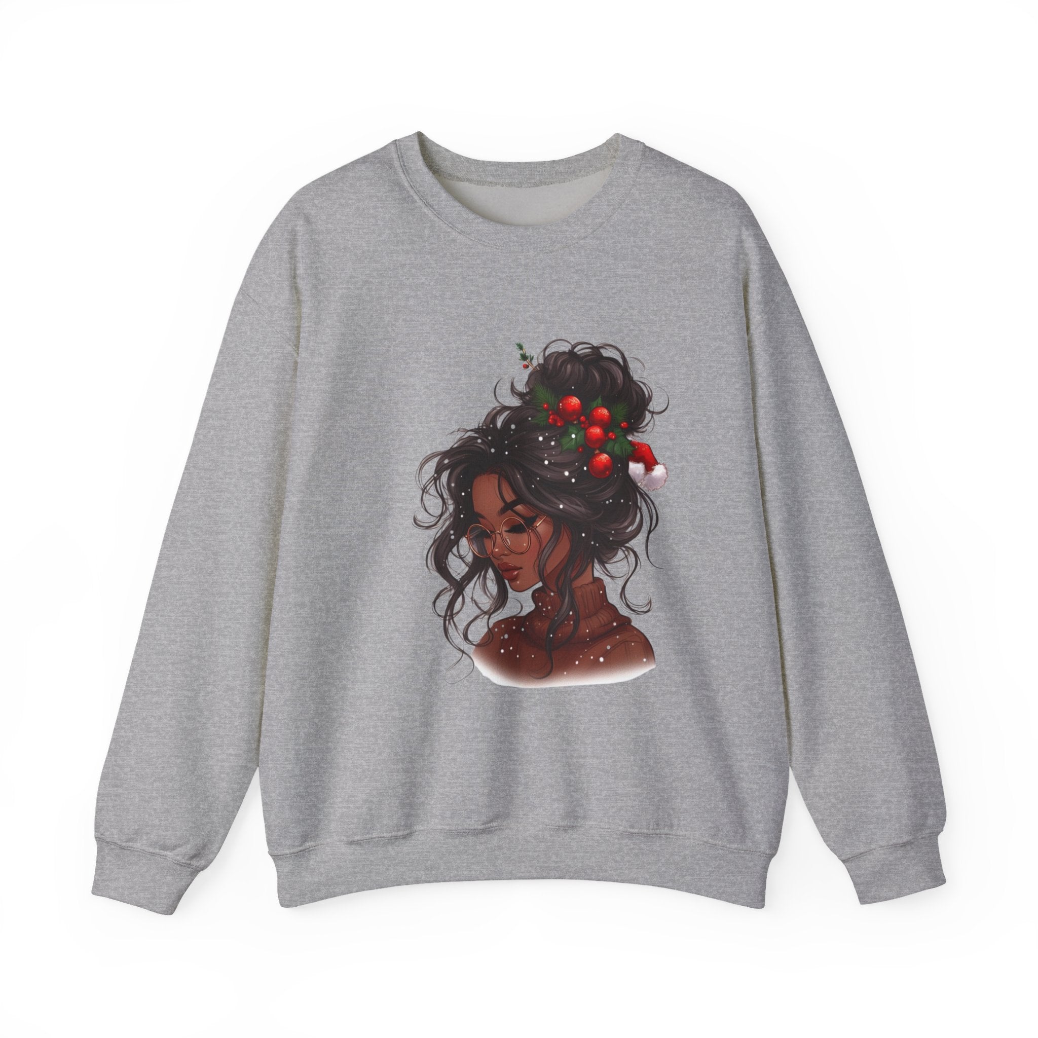 Crewneck Sweatshirt — Afrocentric Portrait with Cherry Bun Art