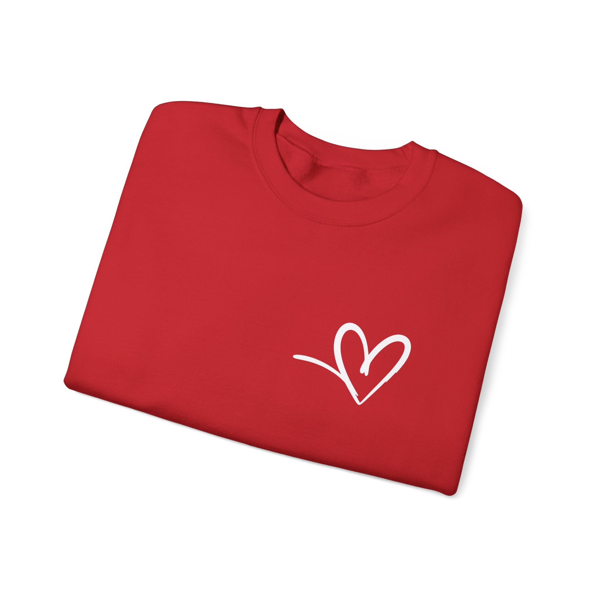 Minimal Heart Crewneck Sweatshirt — Simple Handwritten Heart Design