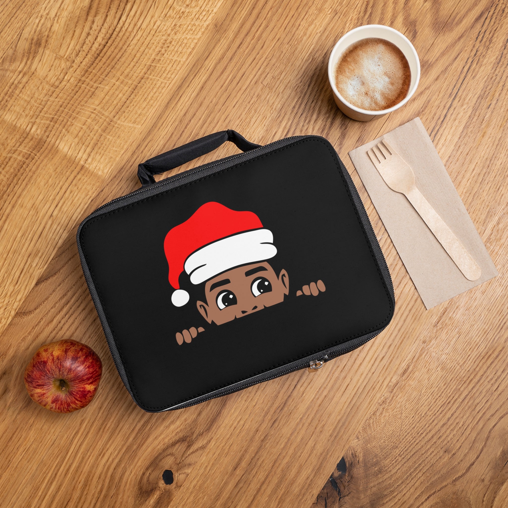Peek-a-Boo Boy Christmas Lunch Bag — Cute Holiday Lunch Box Gift